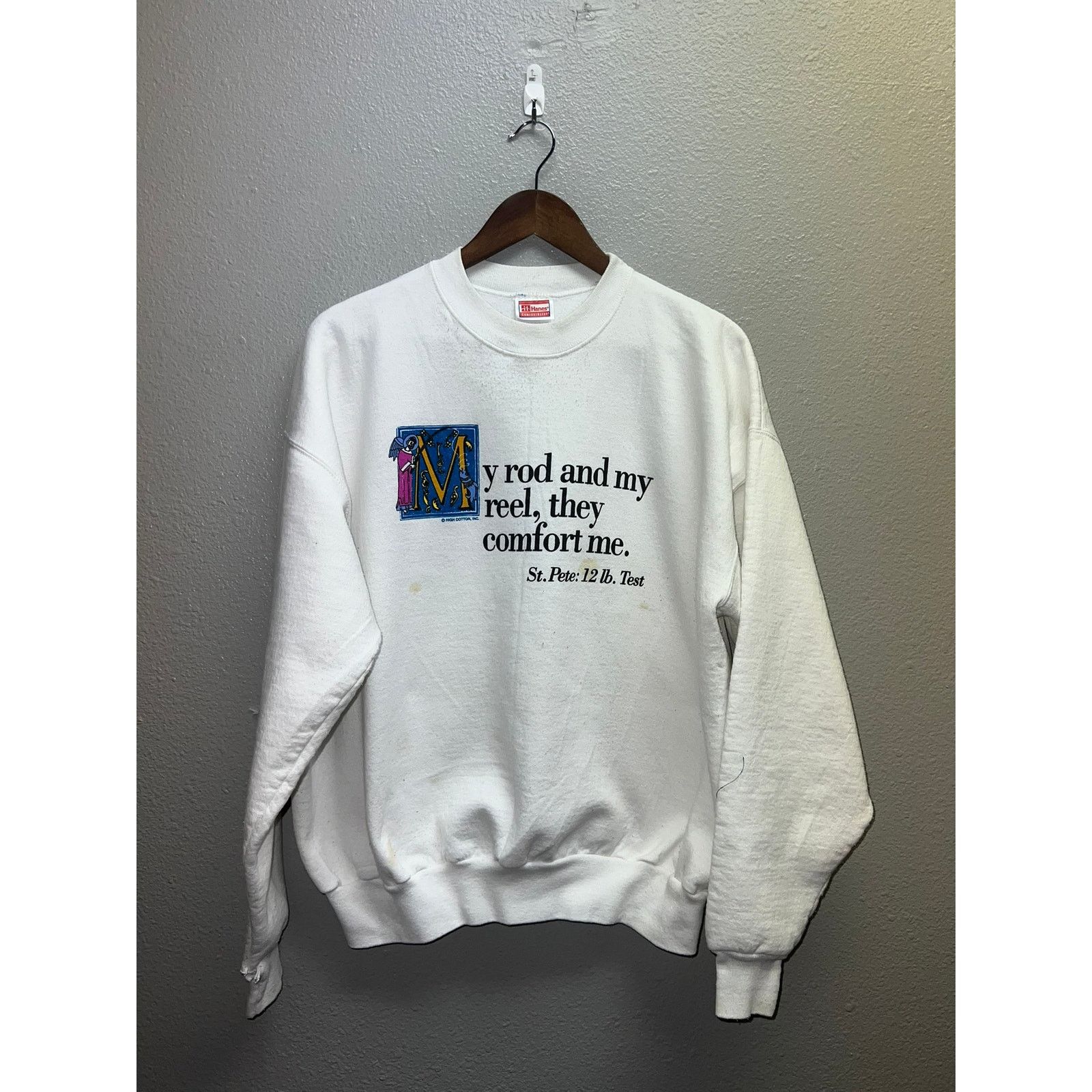 Vintage Vintage Fishing Sweatshirt St Pete Jesus Crewneck Stained XL Size US XL / EU 56 / 4 - 1 Thumbnail