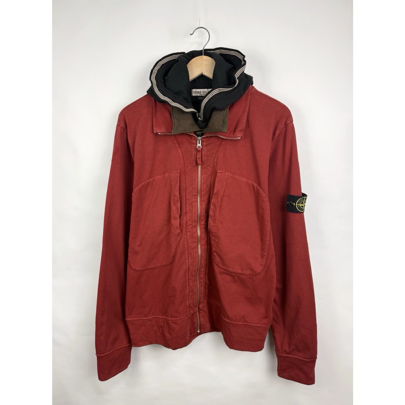 Stone Island VINTAGE Stone Island Hoodie 90s Archive Layered Hooded Jacket XL Men's Red 90s Full Zip Mens Size US XL / EU 56 / 4 - 3 Thumbnail