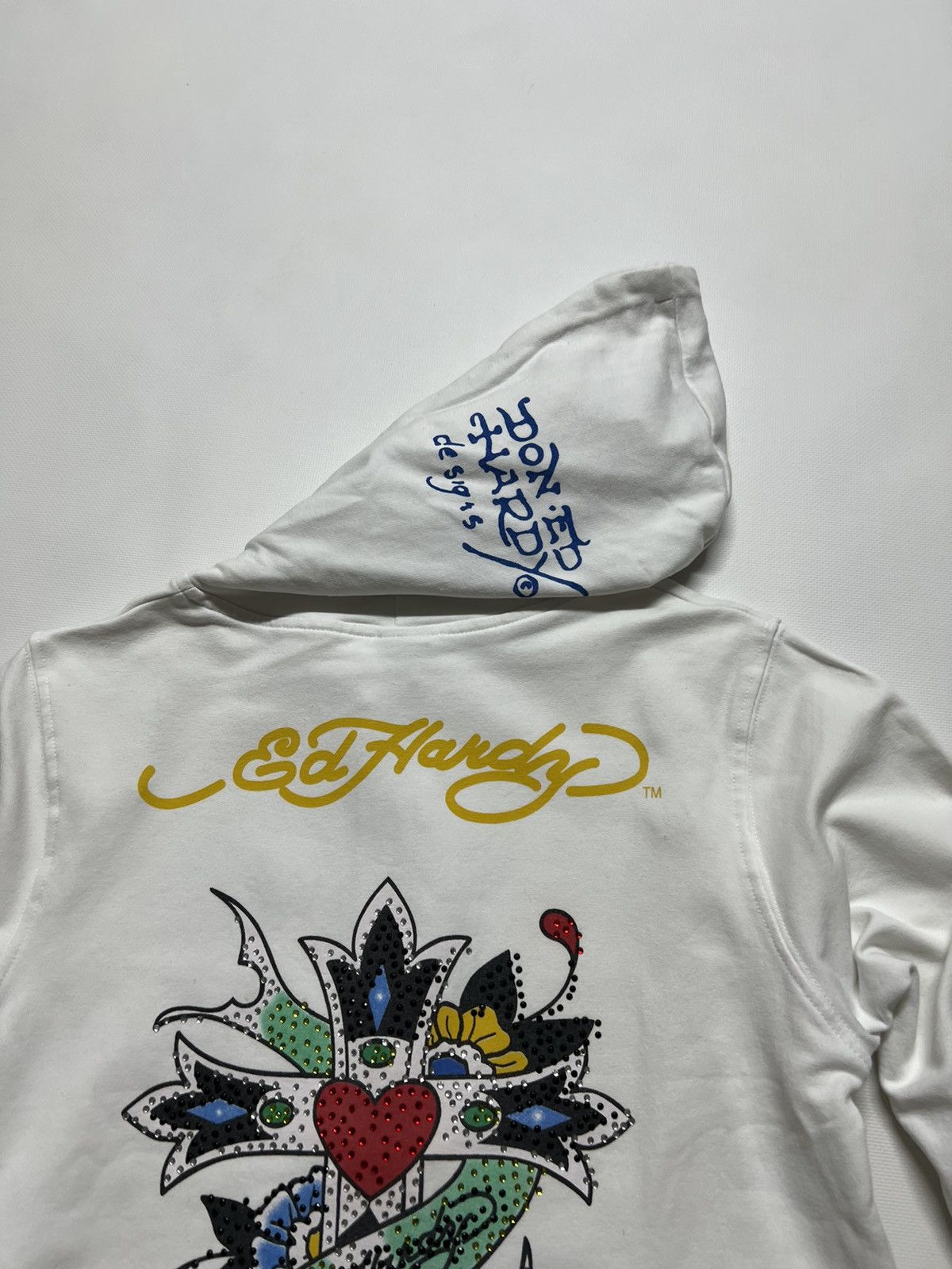 Christian Audigier × Ed Hardy × Vintage Vintage Y2k Ed Hardy 🤍 Cross Tattoo ❤️ Zip Hoodie 00’s Size S / US 4 / IT 40 - 5 Thumbnail