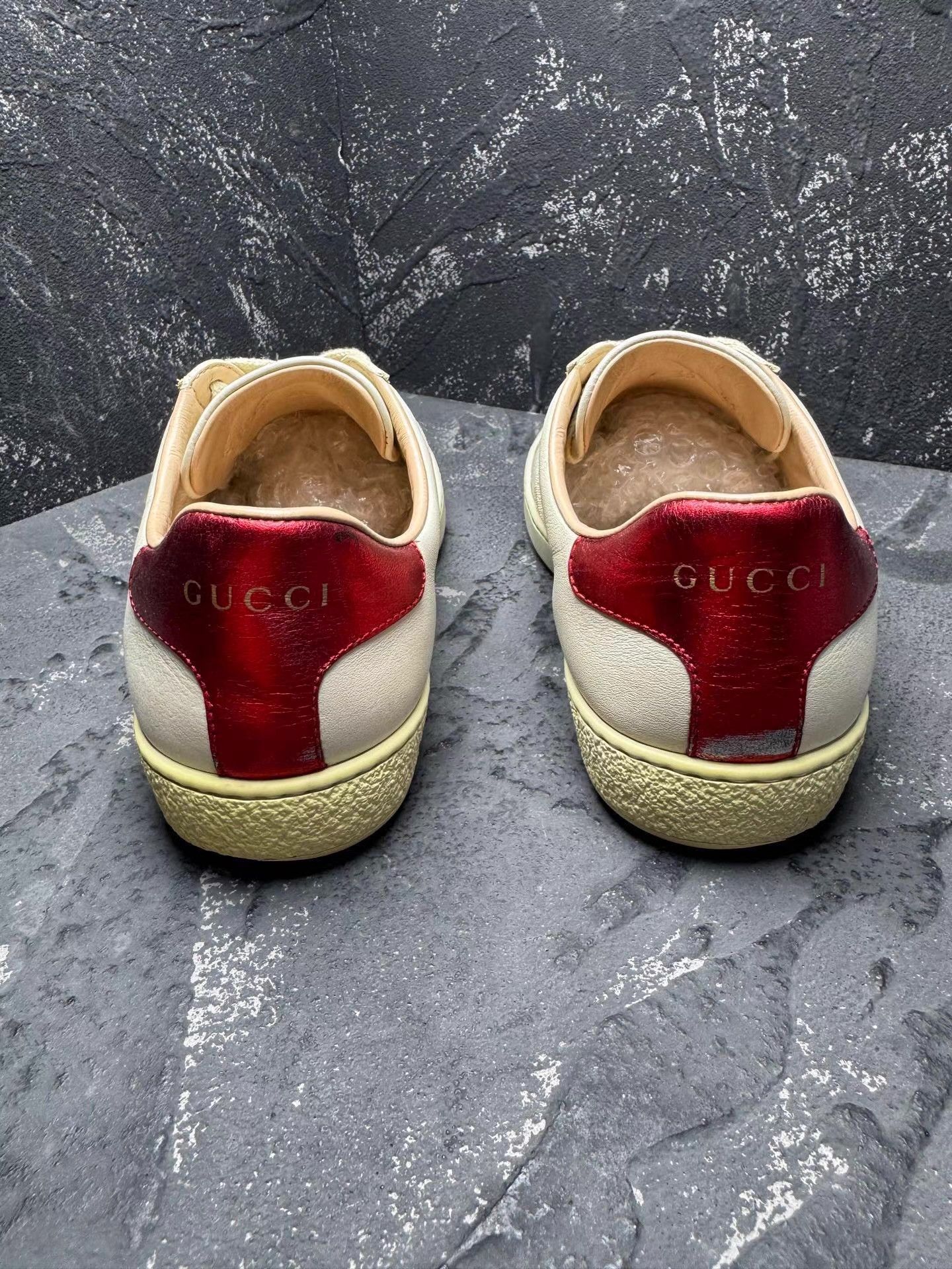 Gucci GUCCI Ace Leather Sneakers with Embroidery & Lace-Up Q10 Size US 5.5 / IT 35.5 - 3 Thumbnail