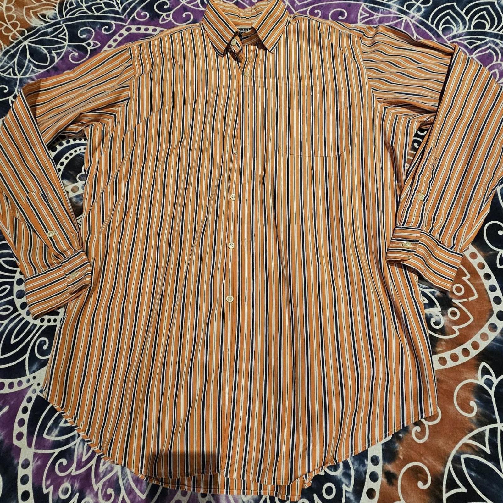 Polo Ralph Lauren Polo Ralph Lauren Men's Orange and Navy Dress Shirt Size US L / EU 52-54 / 3 - 2 Thumbnail