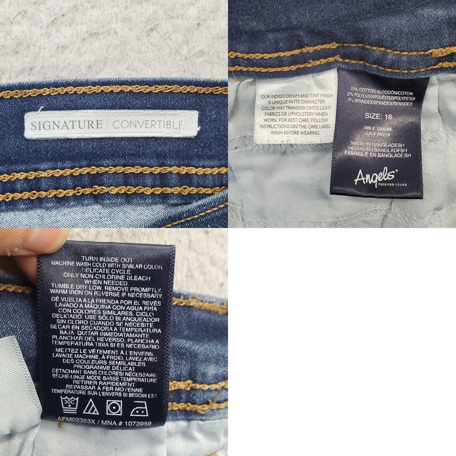Vintage Angels Signature Convertible Jeans Womens 16 Blue Stretch Distressed Skinny Jeans 5-Pocket Regular Inseam 26.75" Blue Mens Womens Girls Boys Size 38" / US 16 / IT 52 - 8 Thumbnail