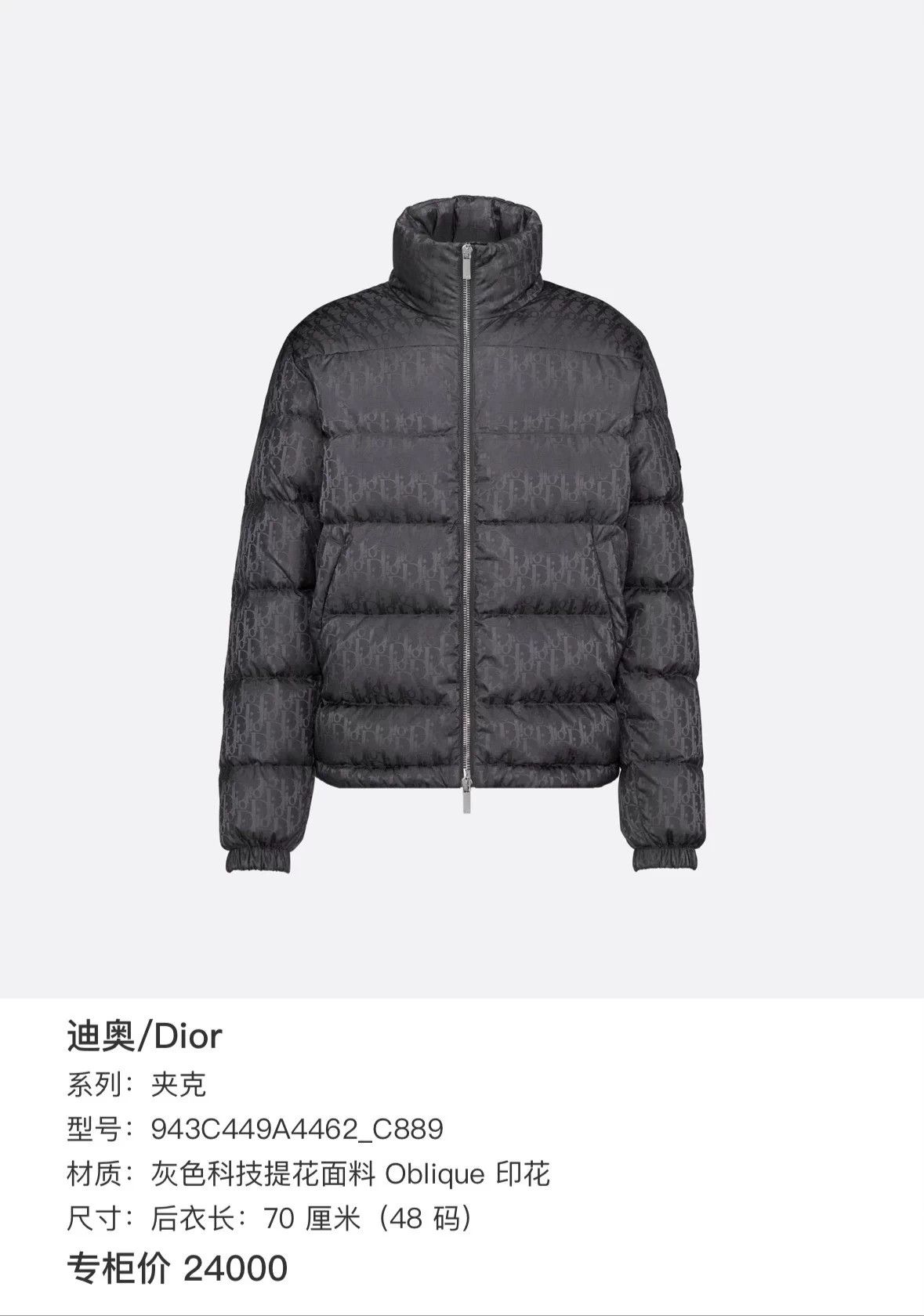 Dior Dior Oblique Gray Puffer 50 Unworn Size US M / EU 48-50 / 2 - 7 Thumbnail