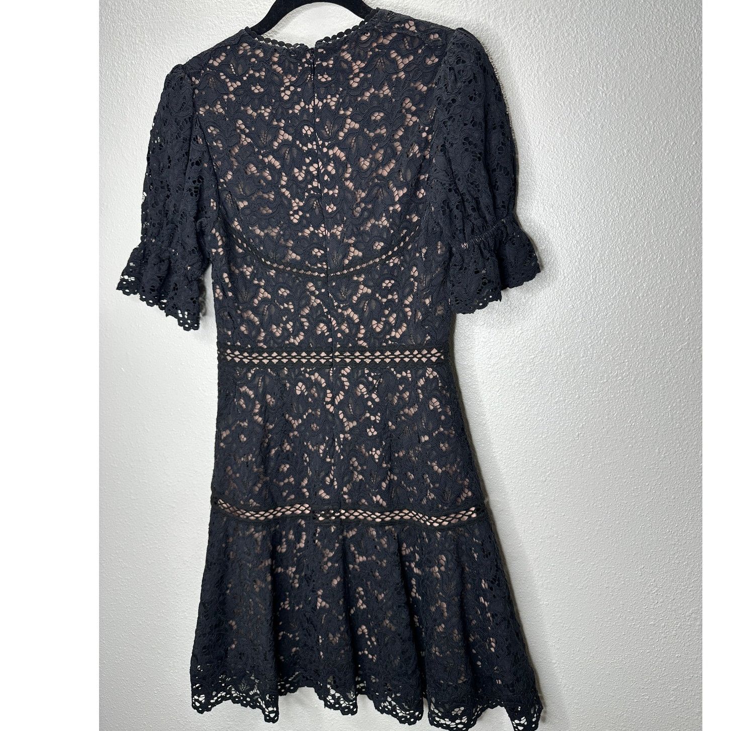 Jonathan Simkhai Jonathan Simkhai Black Eyelet Nude Lining Puff Sleeve Mini 4 Size S / US 4 / IT 40 - 8 Thumbnail