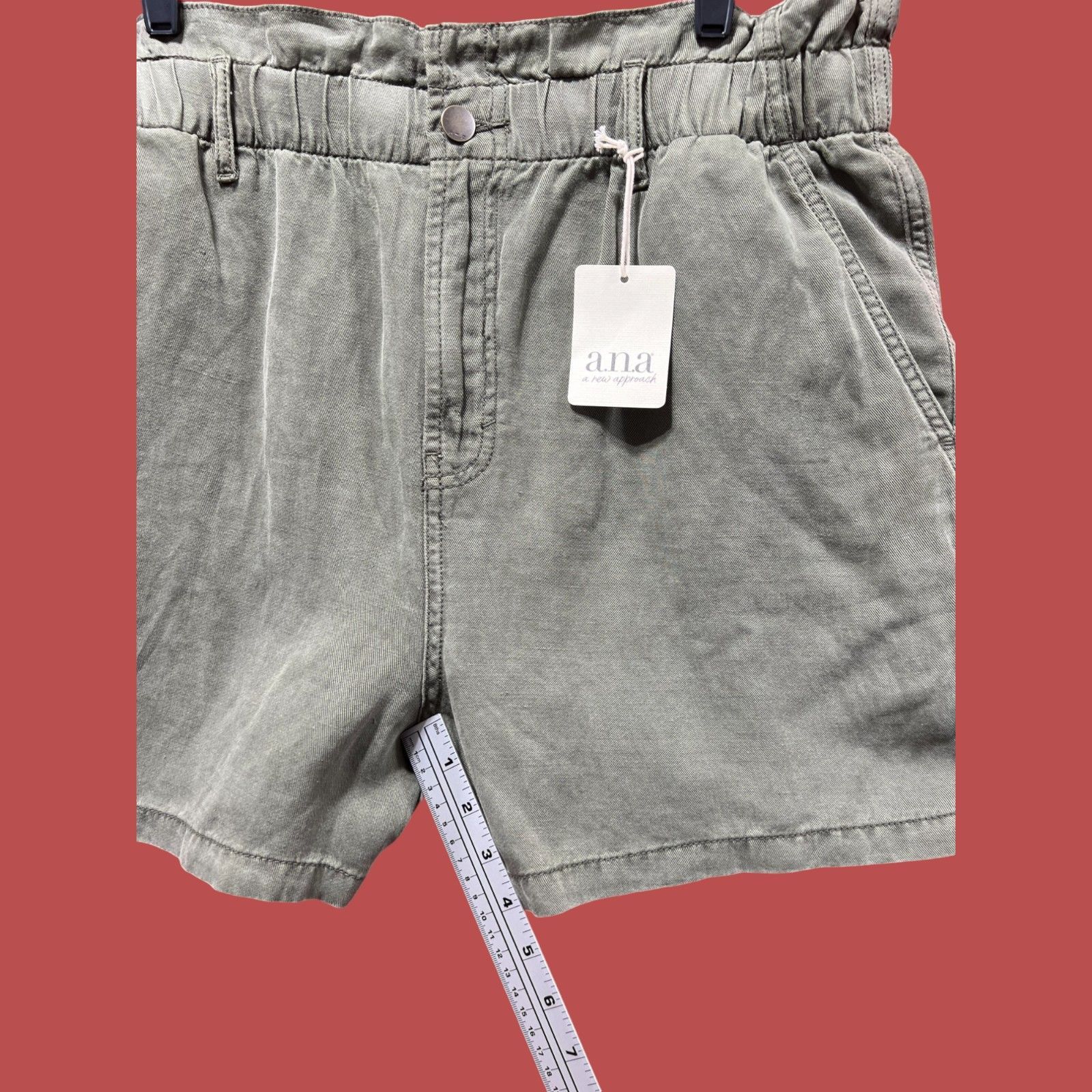 Other A.N.A - Women's High-Rise Linen Chino Short - Olive Green - Size 36" / US 14 / IT 50 - 8 Thumbnail