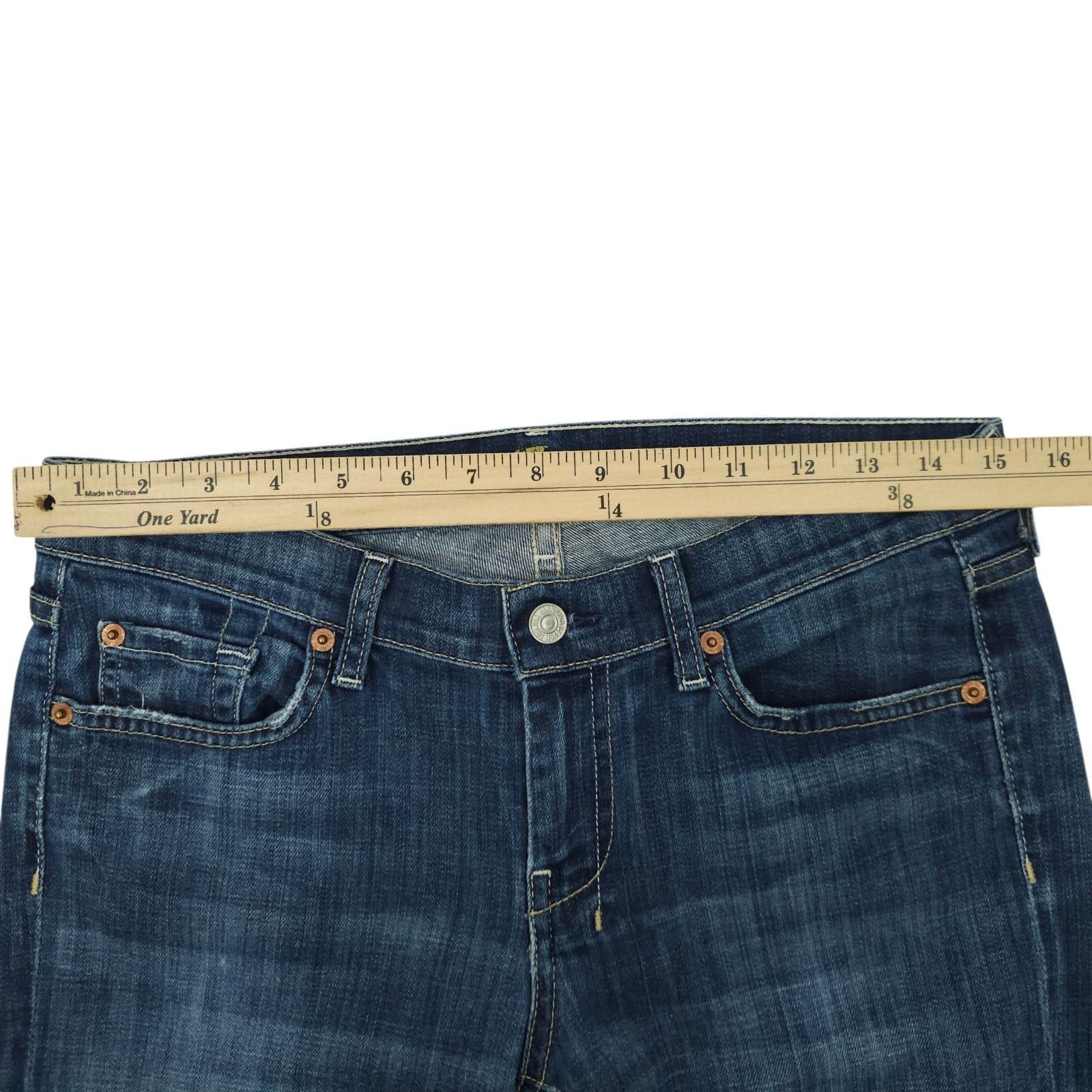 7 For All Mankind 7 For All Mankind Dojo Jeans 29 Dark Wash Wide Leg Flare Size 31" - 3 Thumbnail