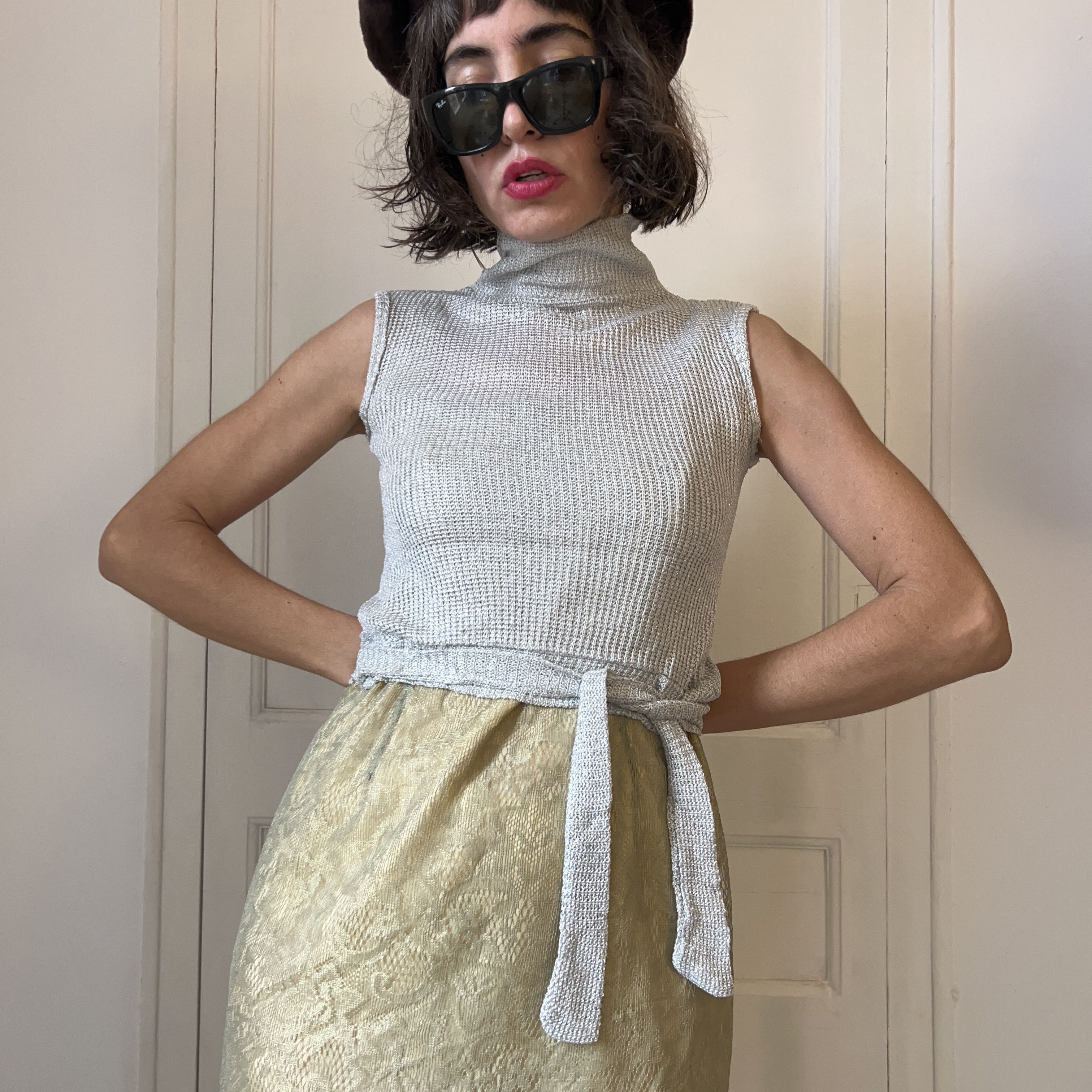Vintage Vintage Y2k Silver Metallic Knit Top Size ONE SIZE - 4 Thumbnail