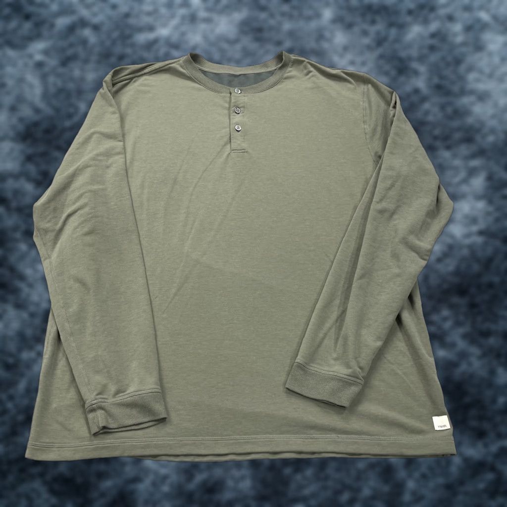 Vuori Vuori Shirt Mens 2XL Green Henley Long Sleeve Button Casual Pullover Solid Size US XXL / EU 58 / 5 - 1 Thumbnail