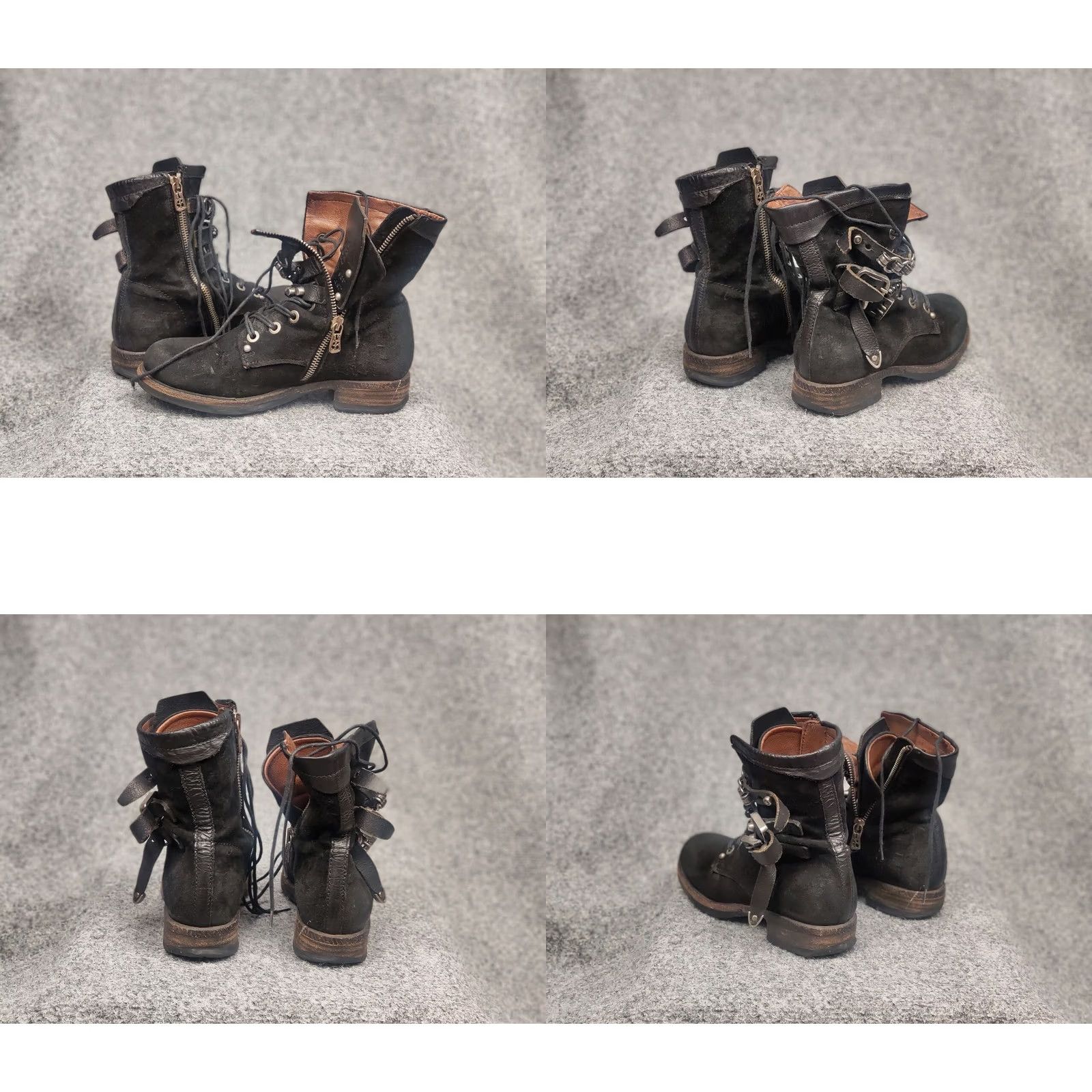 A.S.98 A.S.98 Vintage Black Suede Combat Boots Mid Calf Leather Outsole Zip 36 Womens Grunge Vintage Boots Size US 6 / IT 36 - 9 Thumbnail