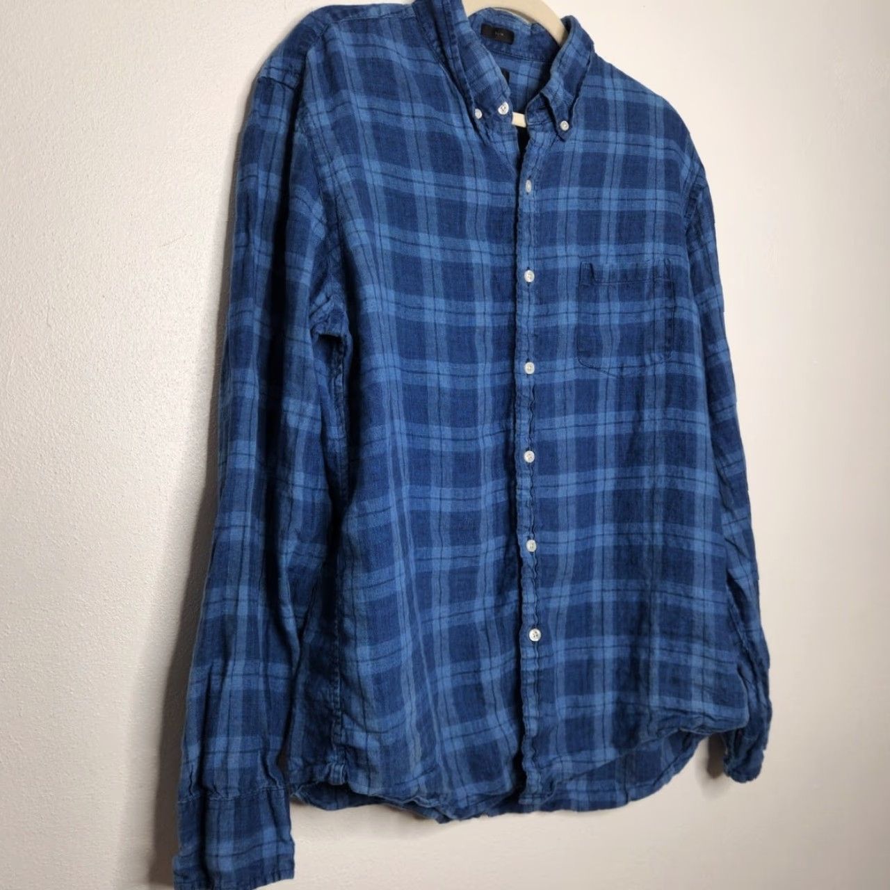 J.Crew VINTAGE J. Crew Baird McNutt Irish Linen Button Shirt Slim XL Blue Plaid Minimal Luxury Men Shirt Long Sleeve Size US XL / EU 56 / 4 - 2 Thumbnail