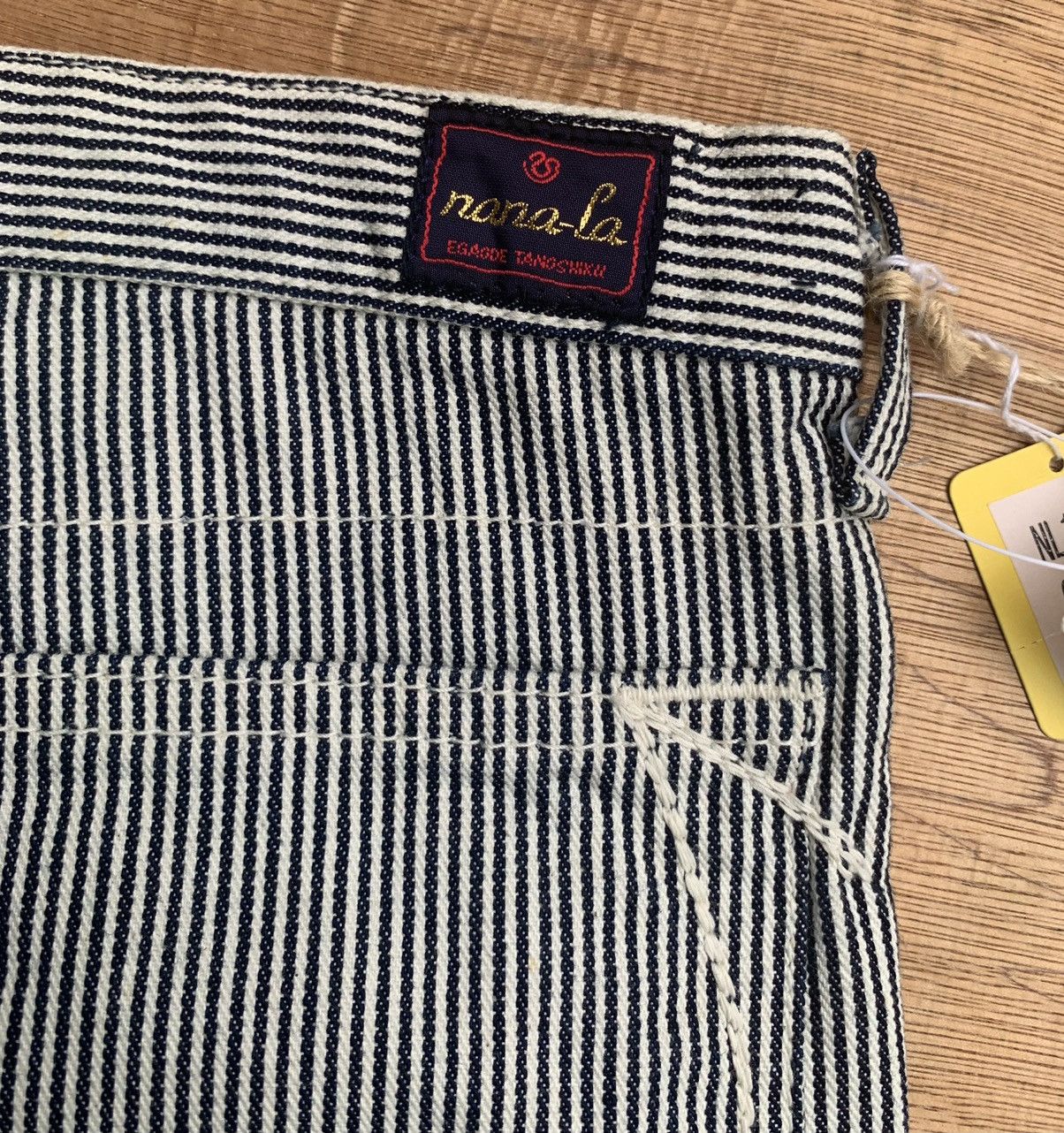 Japanese Brand × Vintage Nana-La Baggy Flare Carpenter Hickory Stripe Pants Size 31" - 17 Thumbnail