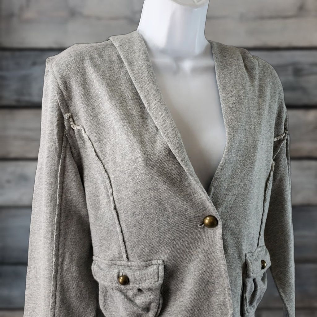 Anthropologie Allihop Womens Sweatshirt Jacket Sz Small Gray Buttoned Jacket Womens Small Gray Allihop Size S / US 4 / IT 40 - 1 Thumbnail