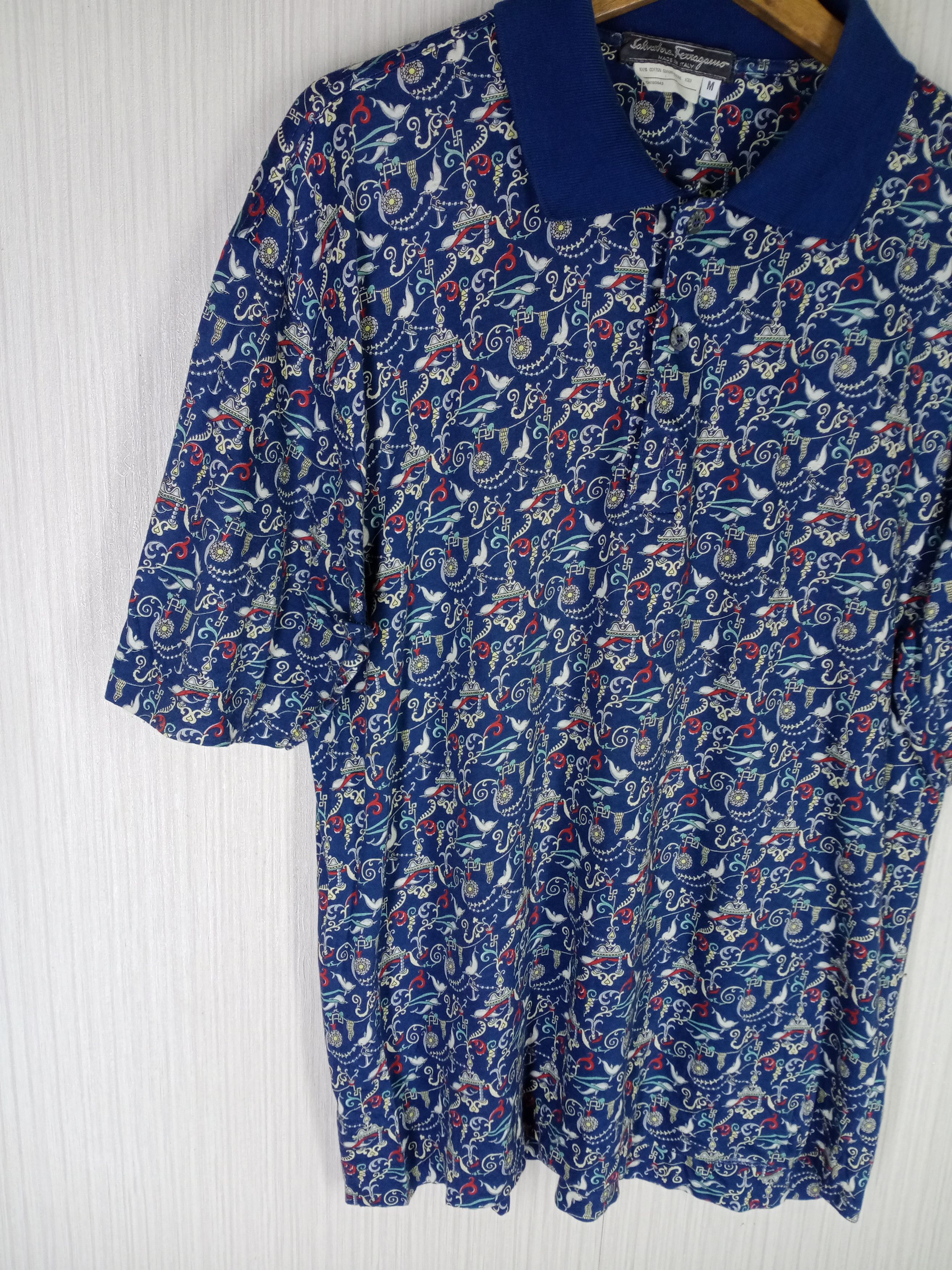 Salvatore Ferragamo Rare Vintage Salvatore Ferragamo Fullprint Polo Shirt Size US M / EU 48-50 / 2 - 4 Thumbnail