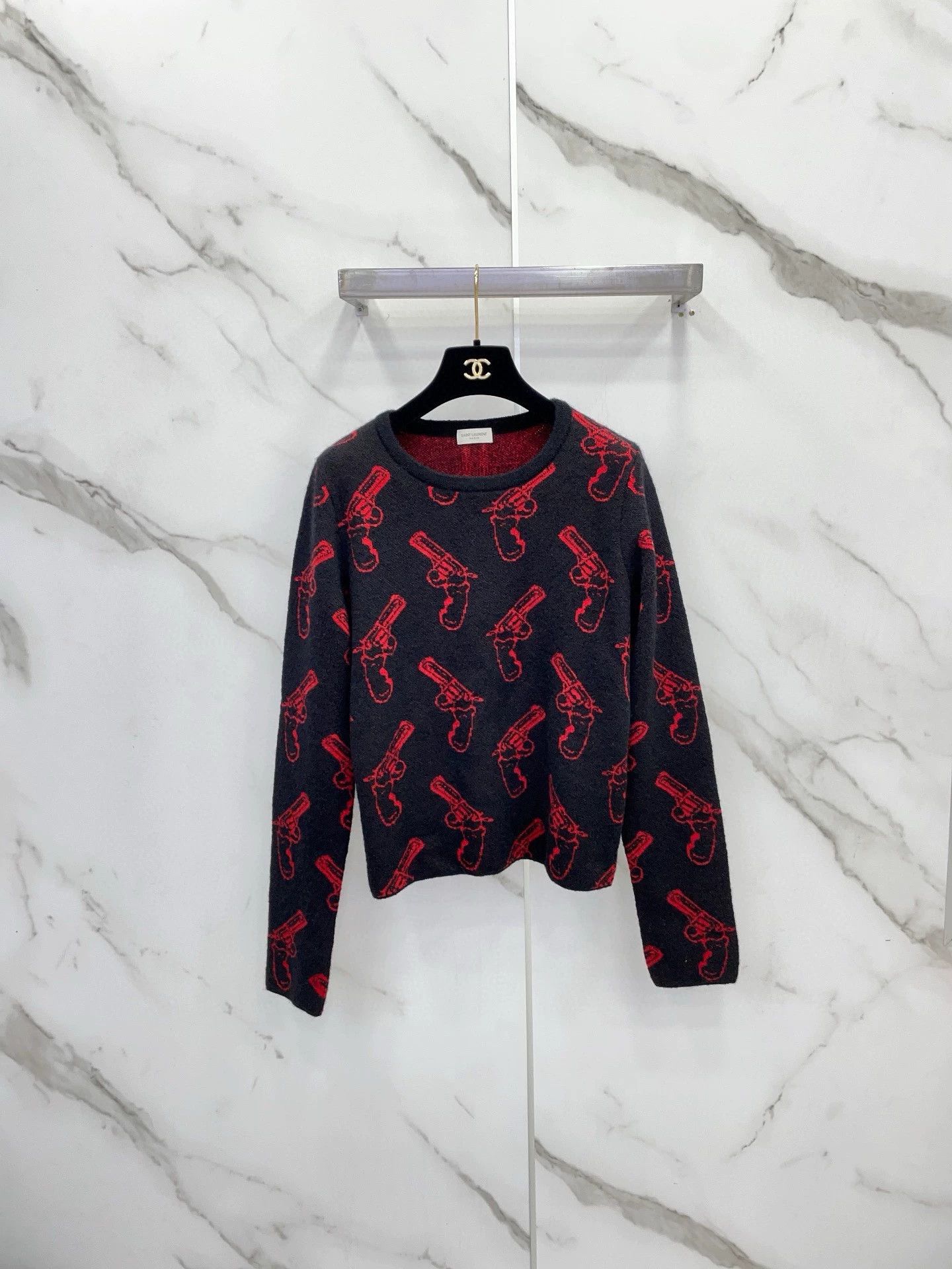 Saint Laurent Paris Saint Laurent Paris Pistol printed sweater Size US L / EU 52-54 / 3 - 1 Thumbnail