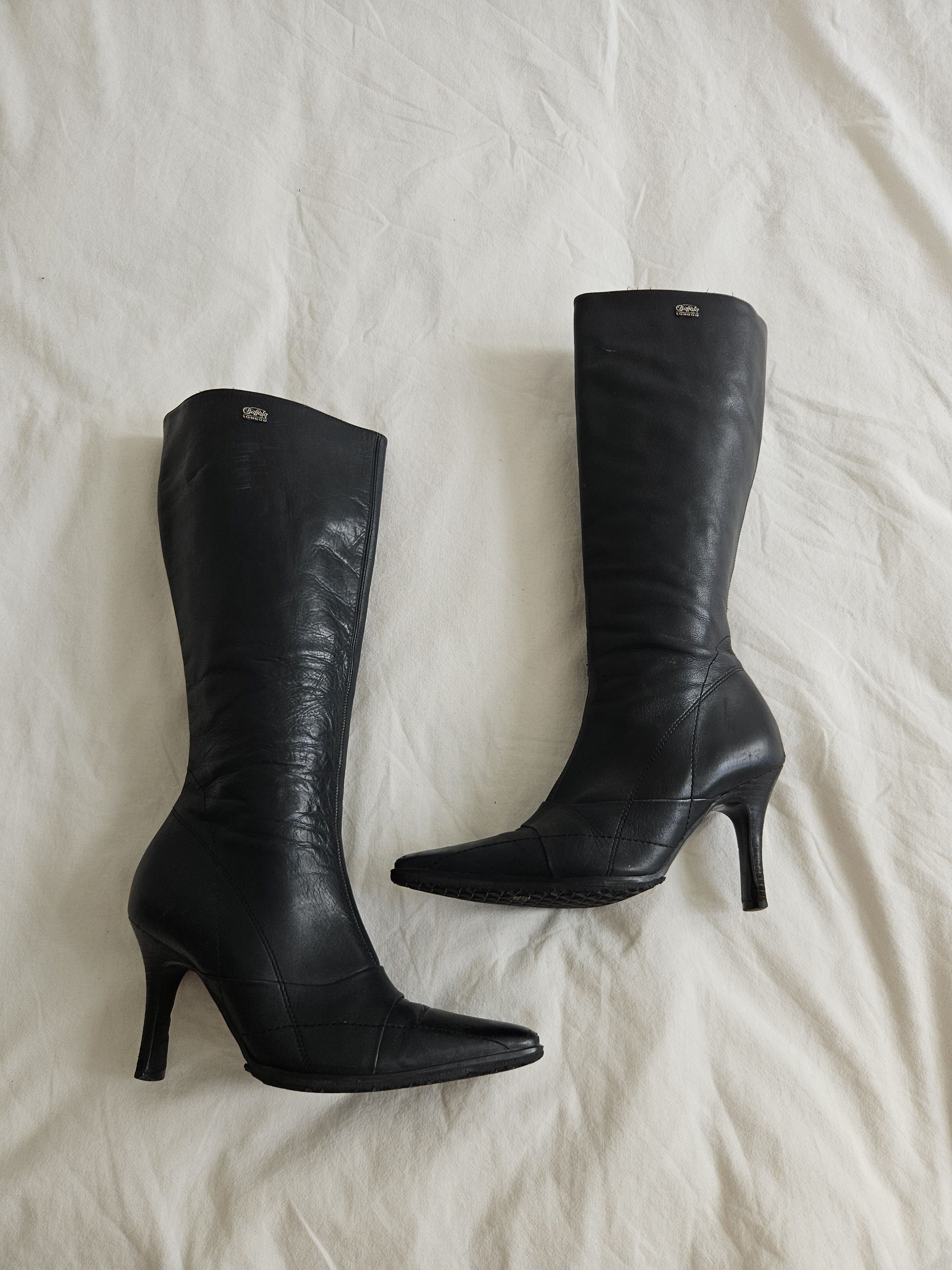 Buffalo London Vintage black leather buffalo London boots avant garde Size US 6 / IT 36 - 1 Thumbnail