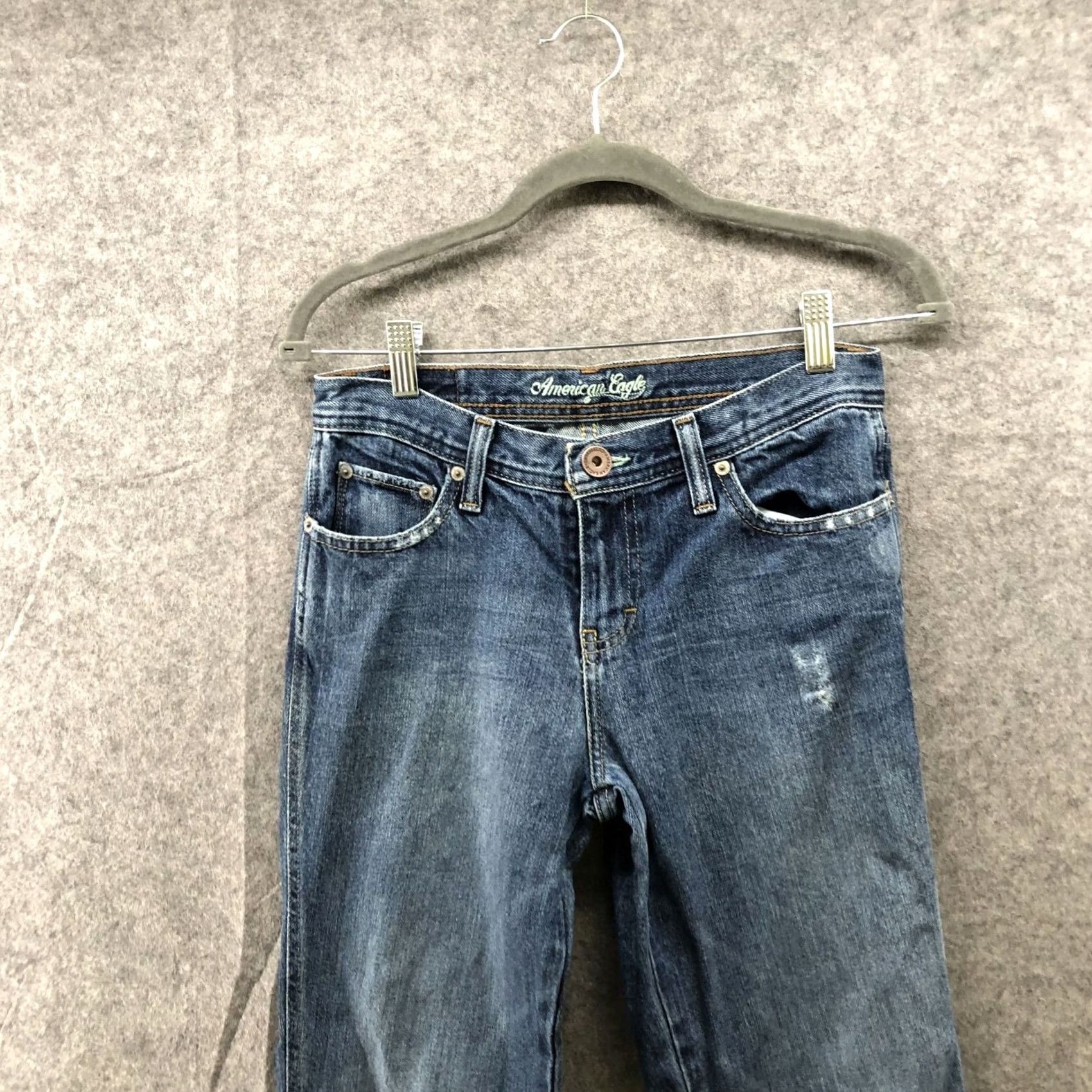 American Eagle Outfitters VINTAGE American Eagle Favorite Flare Jeans Womens Size 2 Blue Mid Rise Distressed Jeans Women 2 Flared Vintage AE Outfitters Size 26" / US 2 / IT 38 - 3 Thumbnail