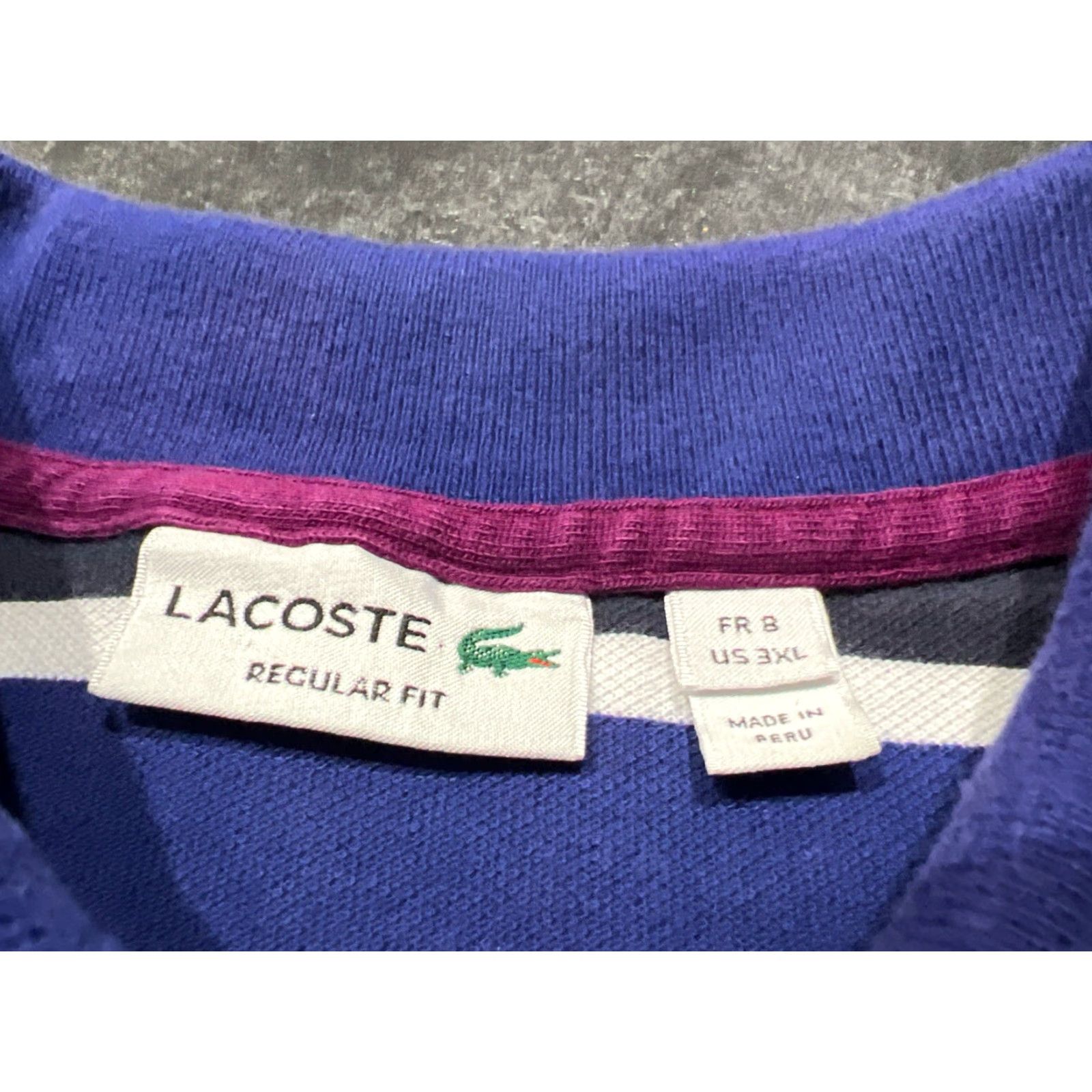 Lacoste VINTAGE Lacoste Men's Polo Shirt Short Sleeve Collared 3XL Blue Striped Tennis Golf Rugby Classic Size US XXL / EU 58 / 5 - 7 Thumbnail