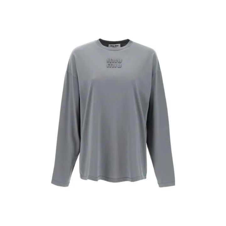 Miu Miu Miu Miu Logo Long Sleeve Casual T-Shirt 0079 Size XS / US 0-2 / IT 36-38 - 1 Thumbnail
