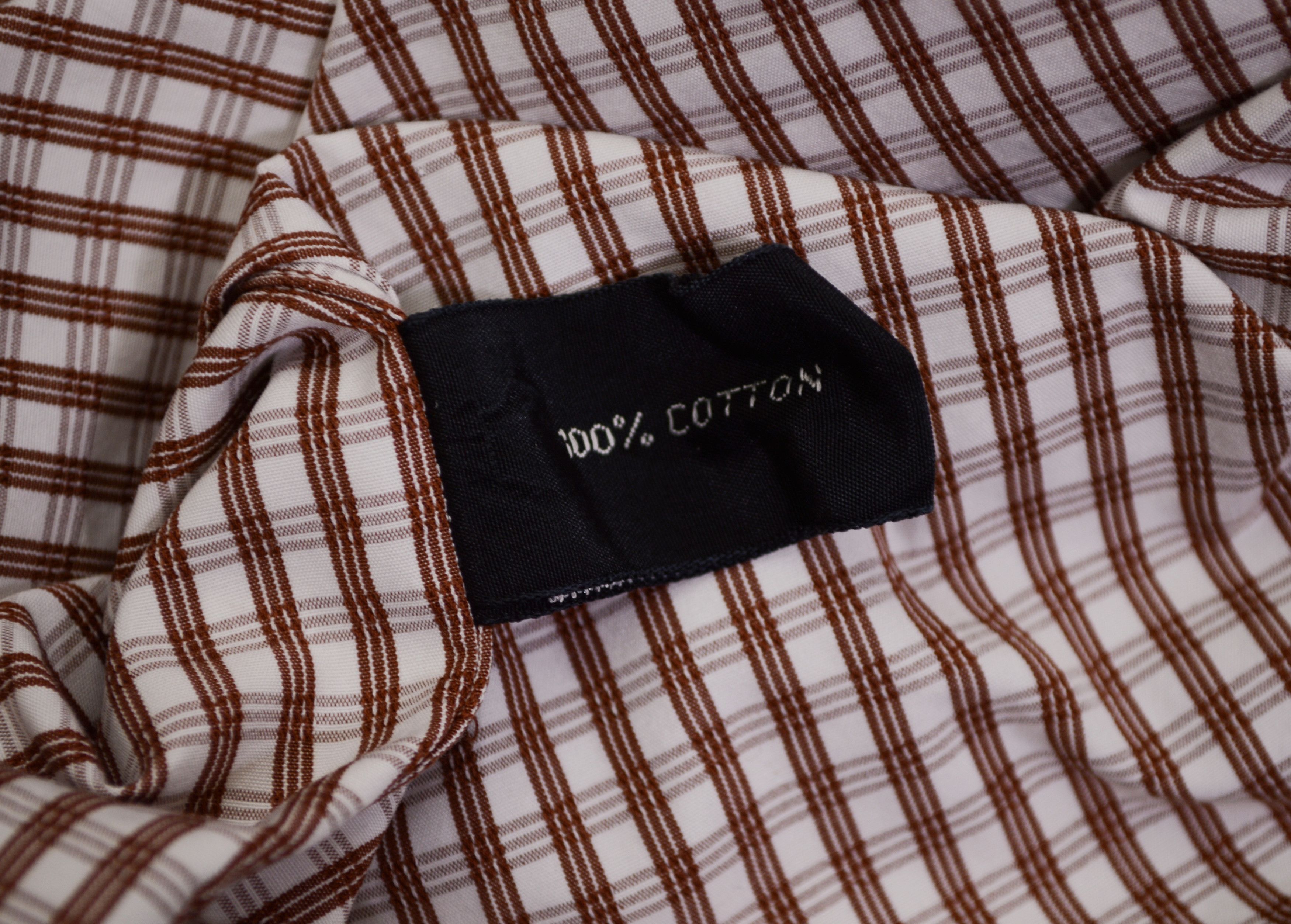 Tom Ford MTO Amazing Men's Tom Ford Shirt 48 Brown/White Check Cotton Size US XXL / EU 58 / 5 - 11 Thumbnail