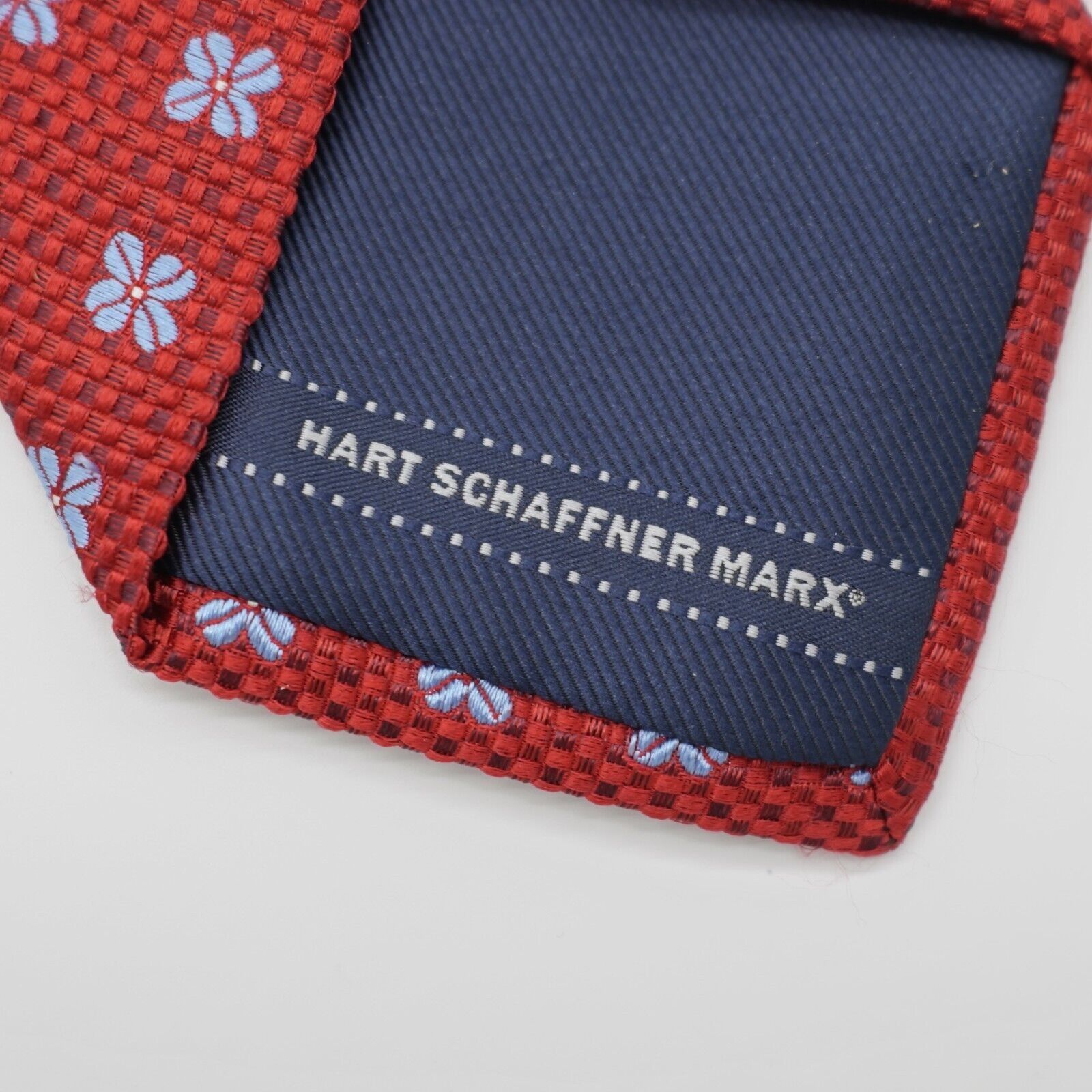Hart Schaffner Marx Hart Schaffner Marx Red Blue Floral Geometric Woven Silk Tie Size ONE SIZE - 3 Thumbnail