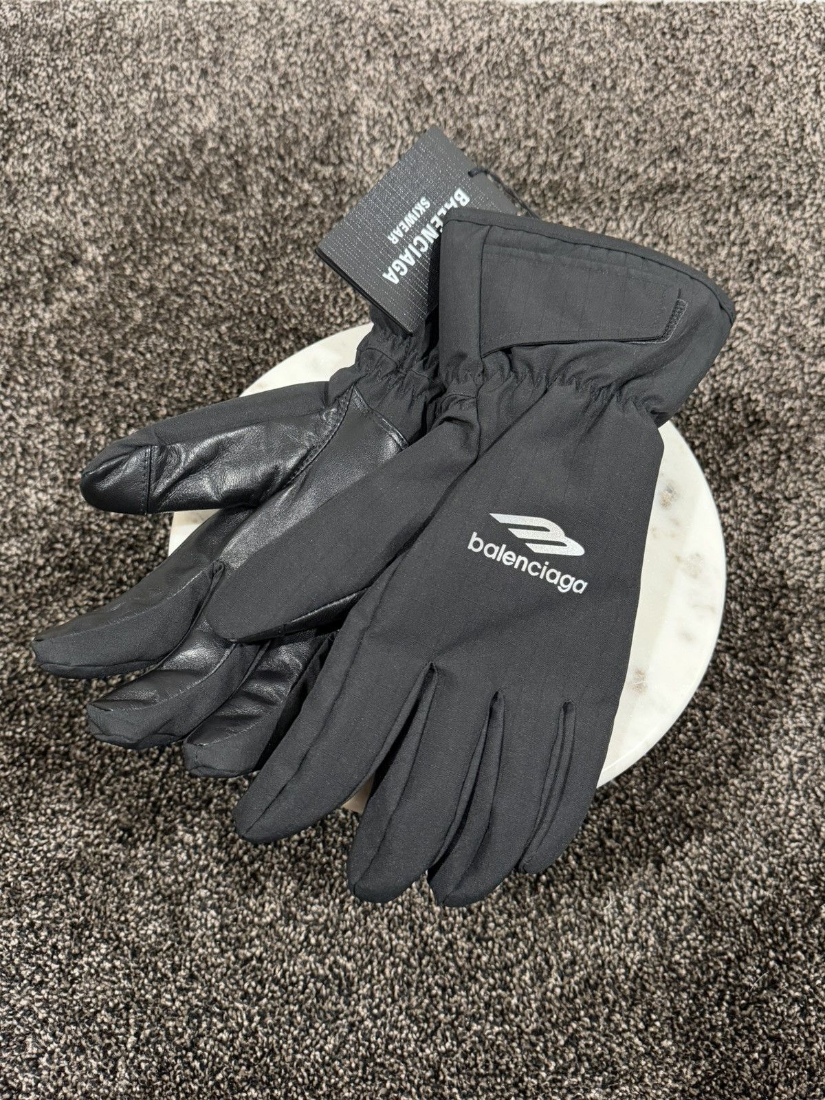 Balenciaga 3B Sports Icon Nylon Leather Black SkiWear Gloves