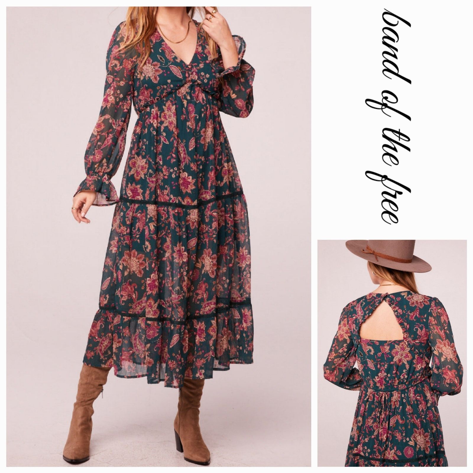 Other NWT Band of the Free Empire Midi Dress M 8-10 Pine Paisley Size M / US 6-8 / IT 42-44 - 1 Thumbnail