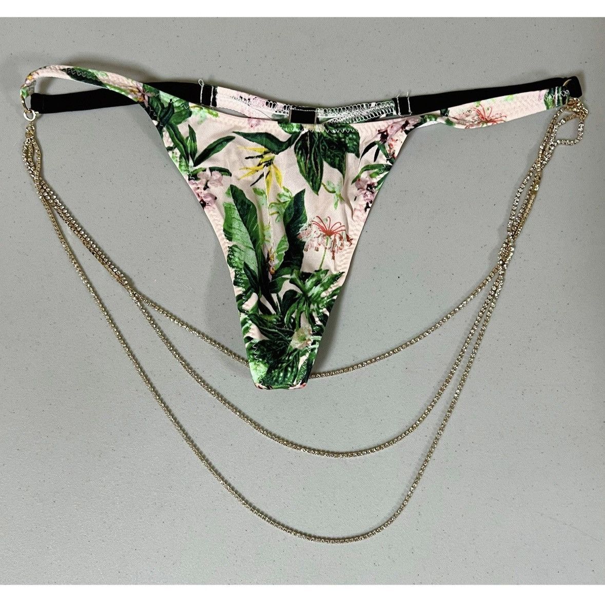 Victoria's Secret Tropical Floral Gold Diamond V-String Lingerie Size XS 🌴✨ Size ONE SIZE - 1 Thumbnail