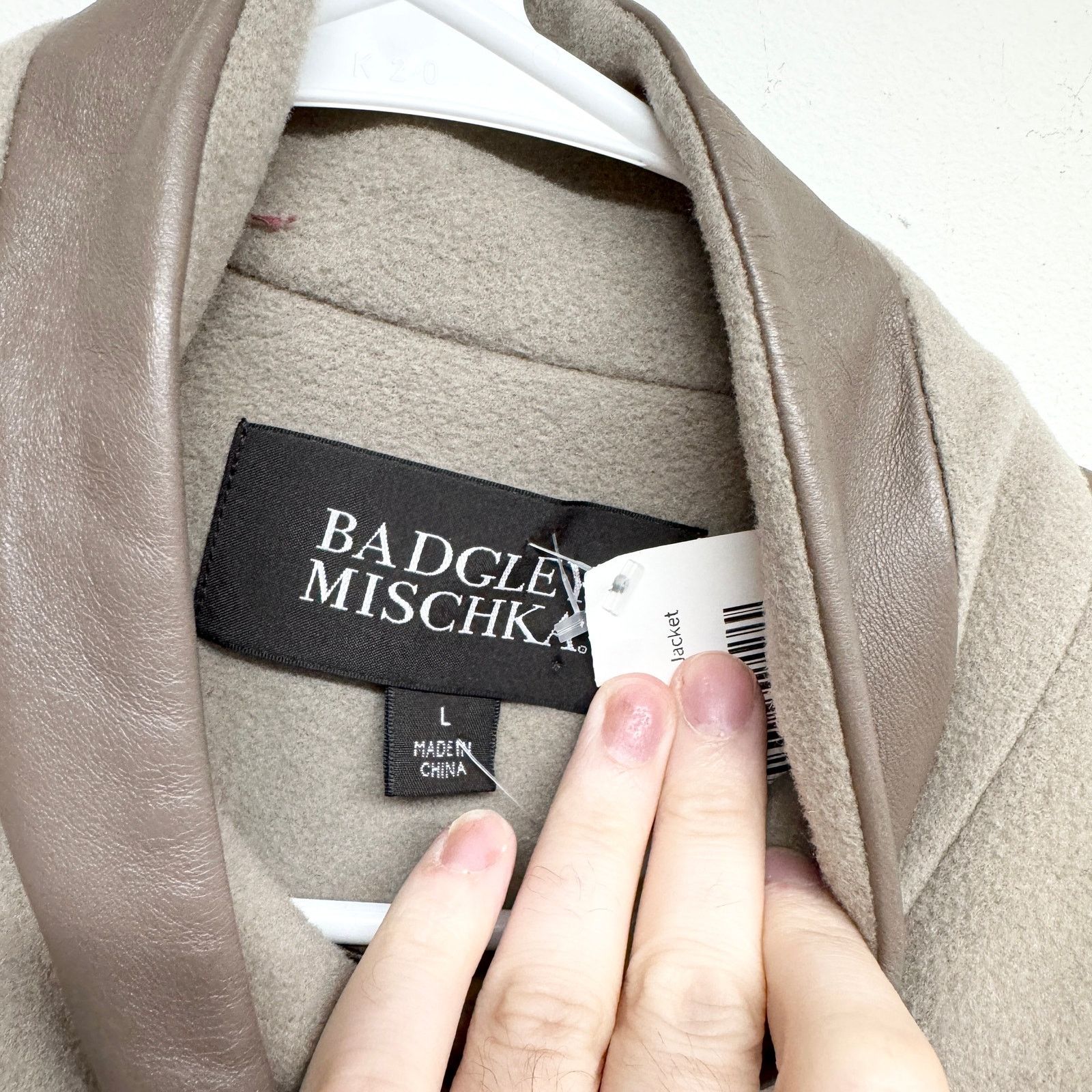 Badgley Mischka Badgley Mischka Beige Wool Pea Coat Leather Trim Jacket LG Size L / US 10 / IT 46 - 2 Thumbnail