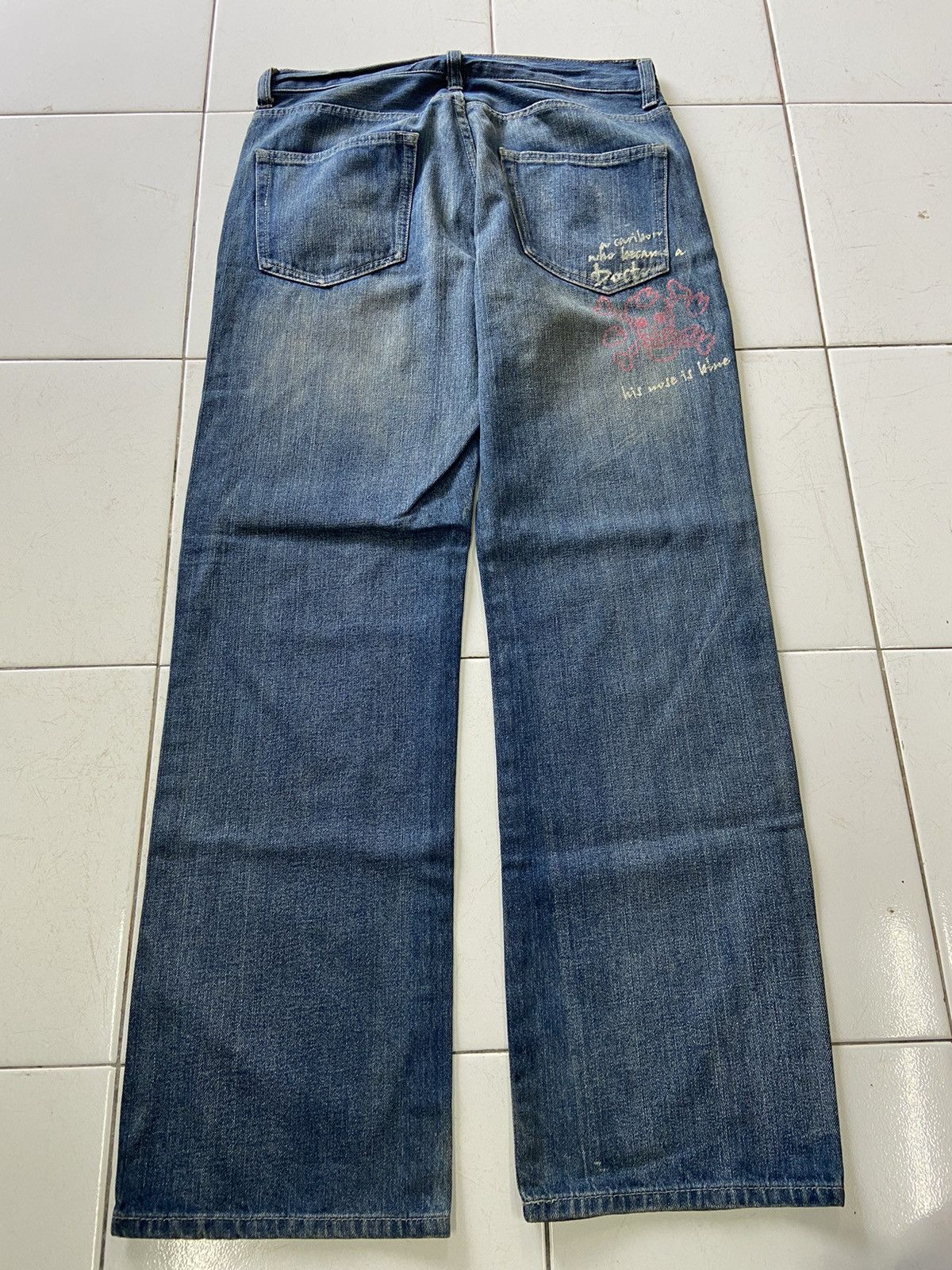 Anime VINTAGE ONE PIECE TONY CHOPPER OFFICIAL DENIM JEANS Size US 32 / EU 48 - 2 Thumbnail