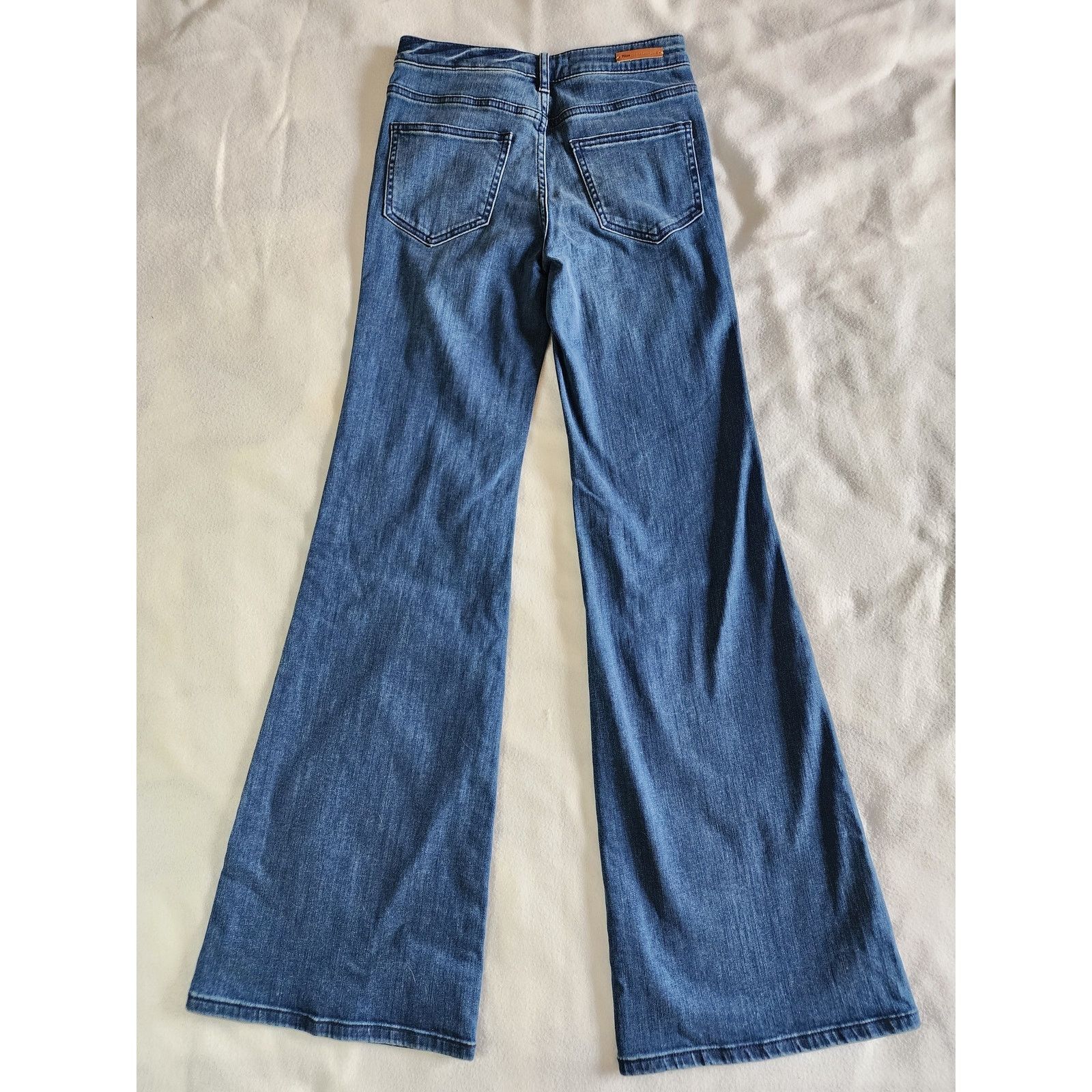 Anthropologie Pilcro Stet Braided Leather Flare Retro Boho Jeans Size 25 Size 25" / US 0 / IT 36 - 6 Thumbnail