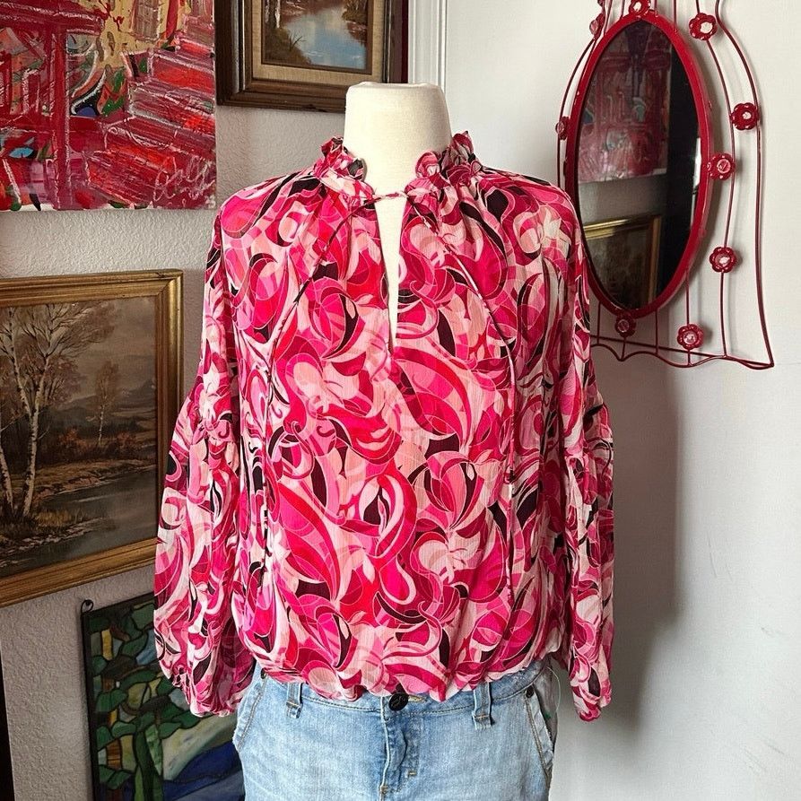 Other inc international concepts pink white wavy print blouse Size M / US 6-8 / IT 42-44 - 1 Thumbnail