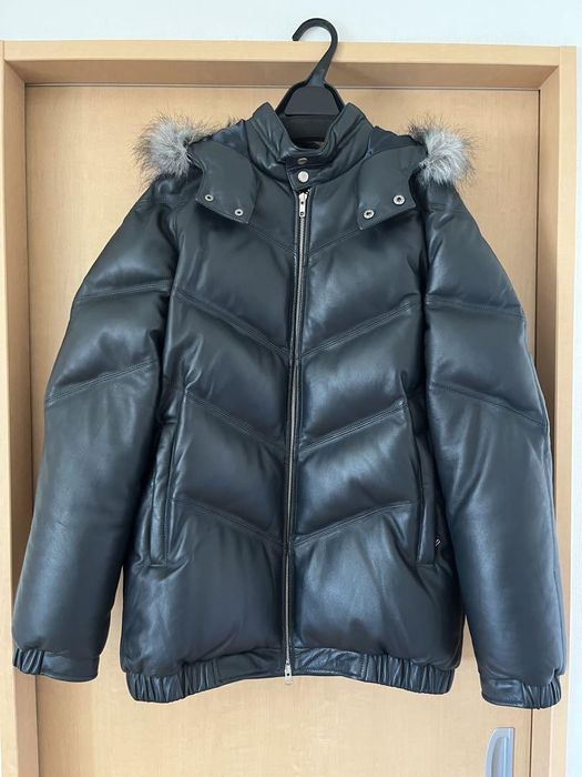 Supreme leather sale down jacket