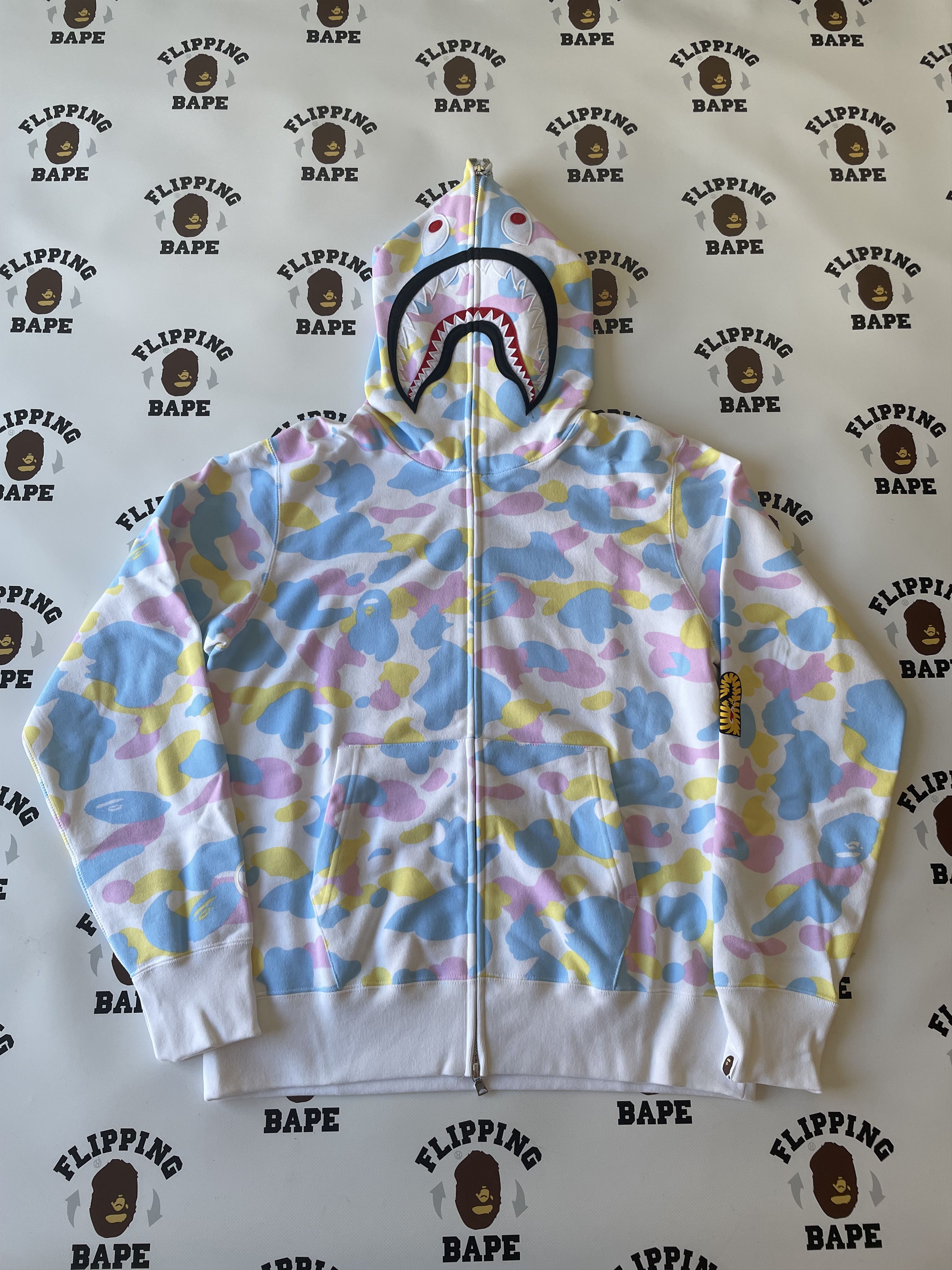 Bape BAPE NEW MULTI CAMO 2ND SHARK FULL ZIP HOODIE | Grailed