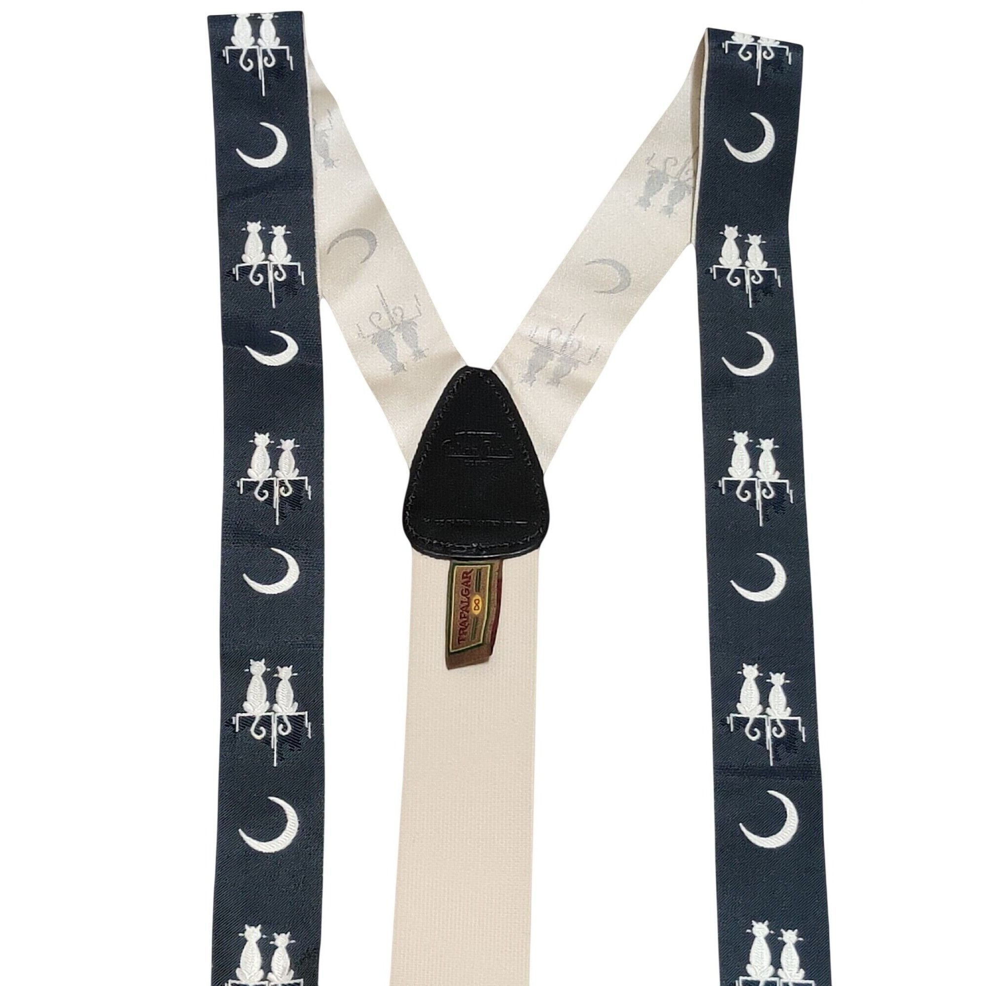 Vintage Trafalgar Calvin Curtis Serenade Silk Suspenders Cat