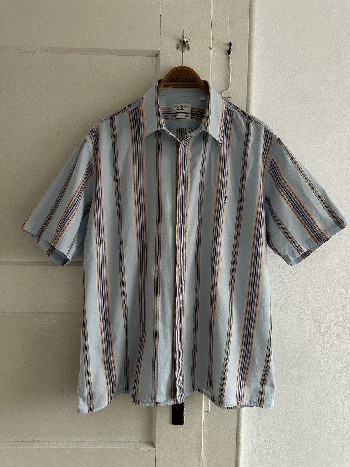 Yves Saint Laurent Yves Saint Laurent x shirt x rare x vintage x spellout x 90s Size US XL / EU 56 / 4 - 1 Thumbnail