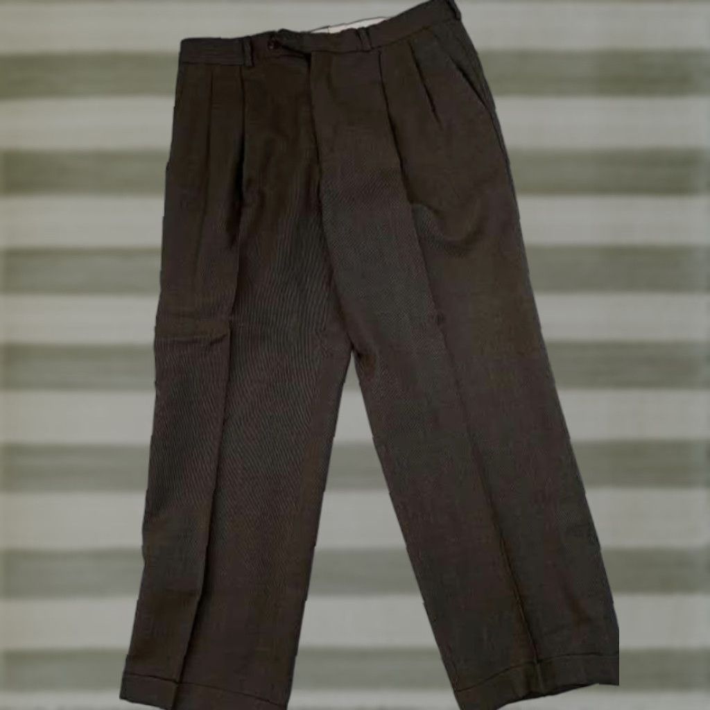 Ralph Lauren Chaps Ralph Lauren Pants Dress Pants 35-29 Plaid Grey-Green Cotton Canvas Zipper Tailored Regular Mens Size US 35 - 1 Thumbnail