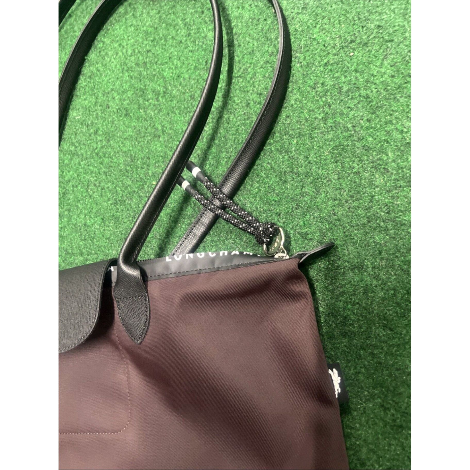 Longchamp Chocolat Brown Authentic Women's Large Leather Trimmed Canvas Tote Bag By Longchamp Le Pliage Energy Collection Size ONE SIZE - 3 Thumbnail