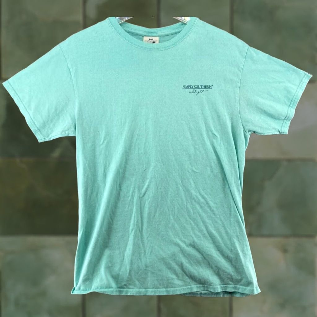 Vintage Simply Southern Womens TShirt Medium Blue Raised Right Sea Turtle Size M / US 6-8 / IT 42-44 - 1 Thumbnail