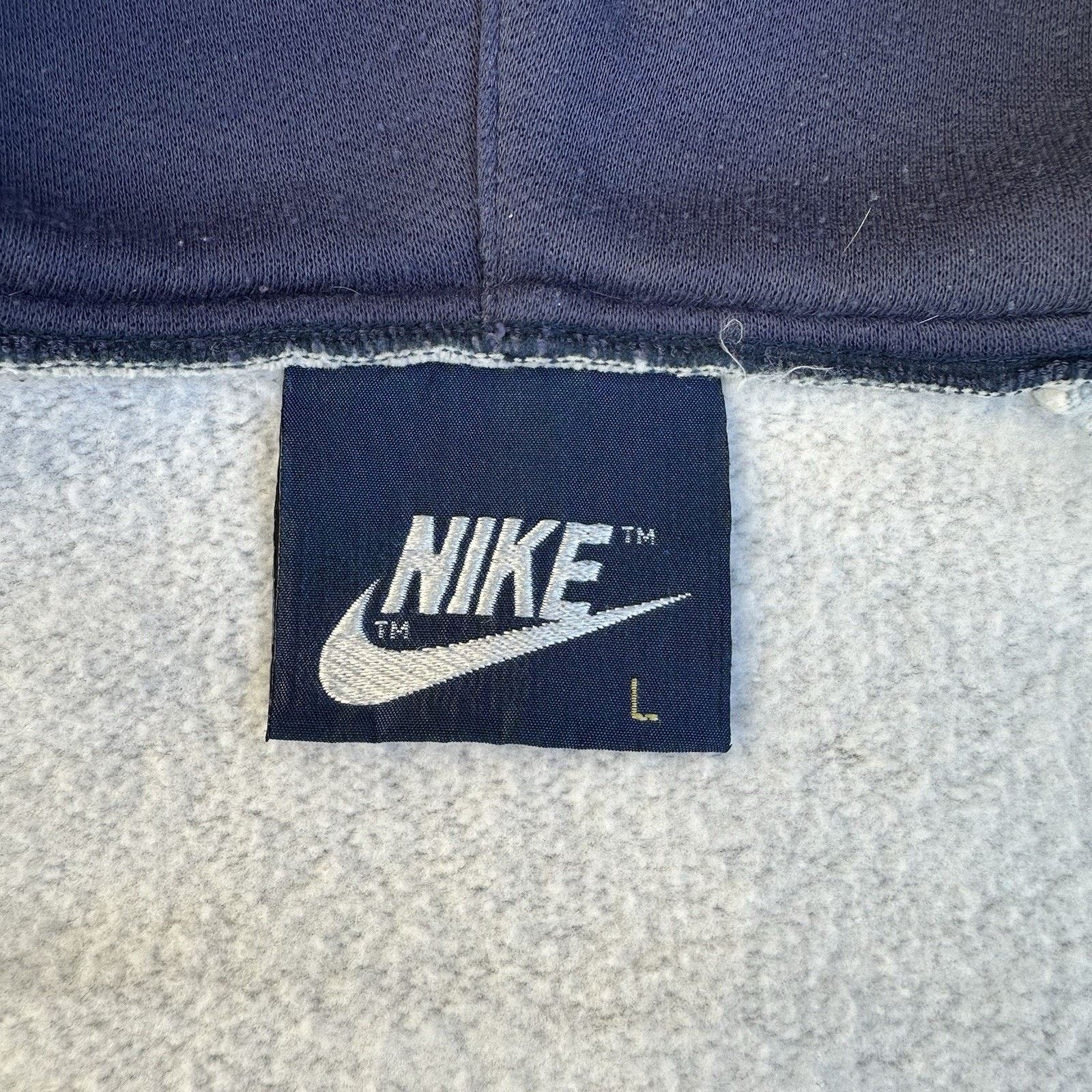 Nike × Vintage Vintage 80s Nike Blue Tag Full Zip Up Gray Hoodie Large Size US L / EU 52-54 / 3 - 5 Thumbnail