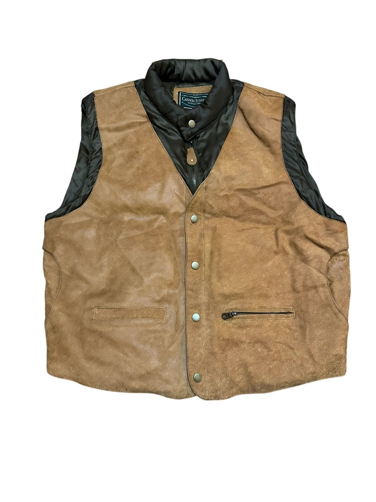 Genuine Leather Vintage Canon Street Suede Leather Cowhide Western Workwear Size 44R - 2 Thumbnail
