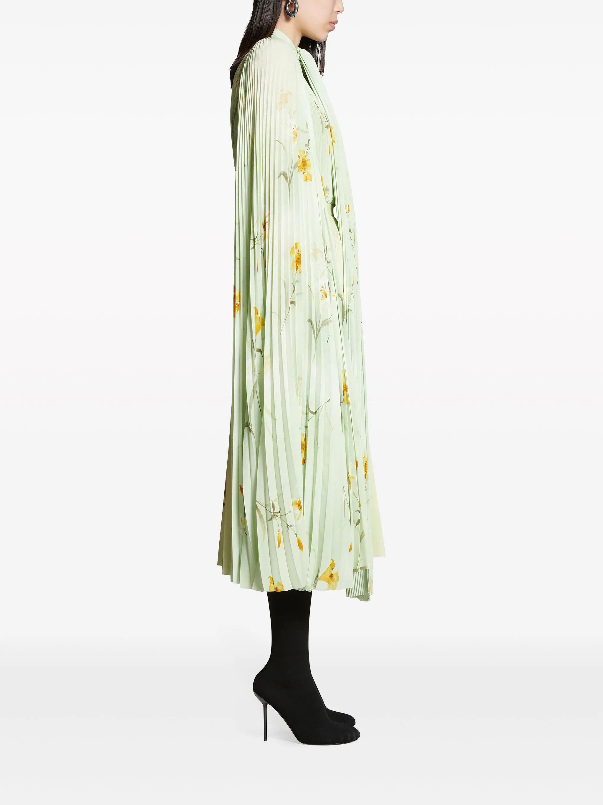 Balenciaga o1y0625 Floral-Print Blouse in Light Green Size S / US 4 / IT 40 - 3 Thumbnail
