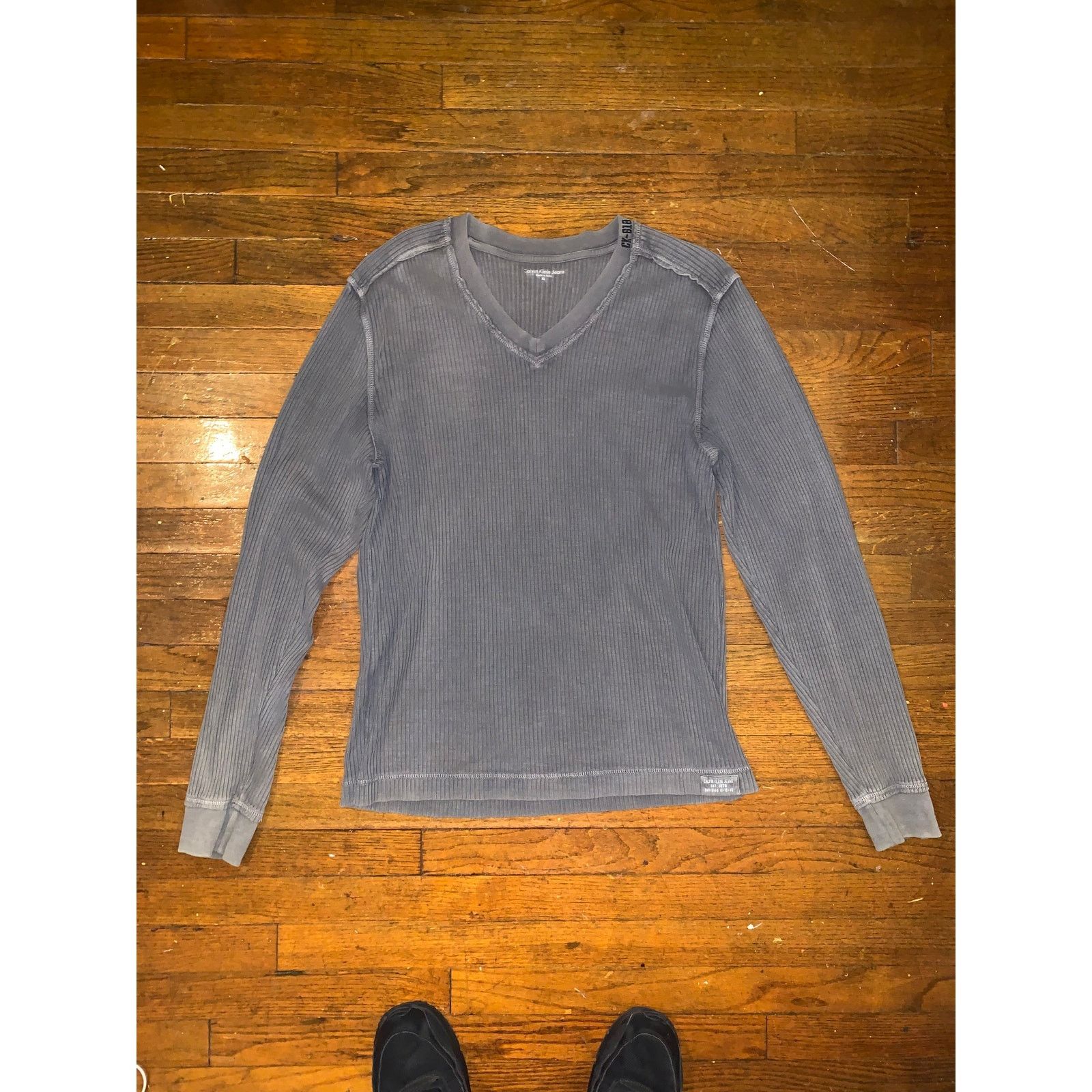 Calvin Klein Calvin Klein Jeans Dark Gray V-Neck Henley Men’s XL Size US XL / EU 56 / 4 - 2 Thumbnail