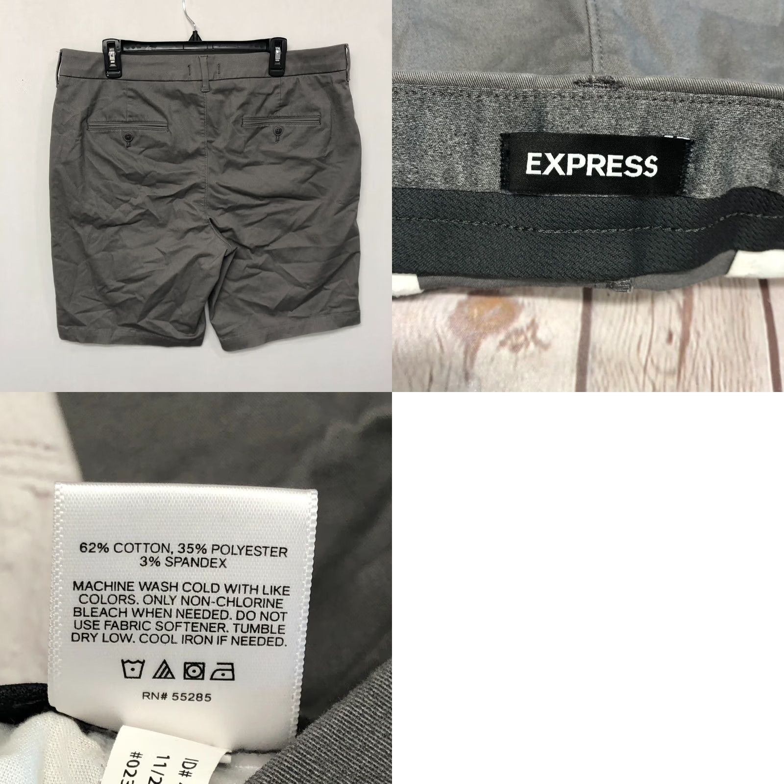 Express Express Men Chino Shorts Size 36 Gray Cotton Blend B314 -5 Size US 36 / EU 52 - 9 Thumbnail