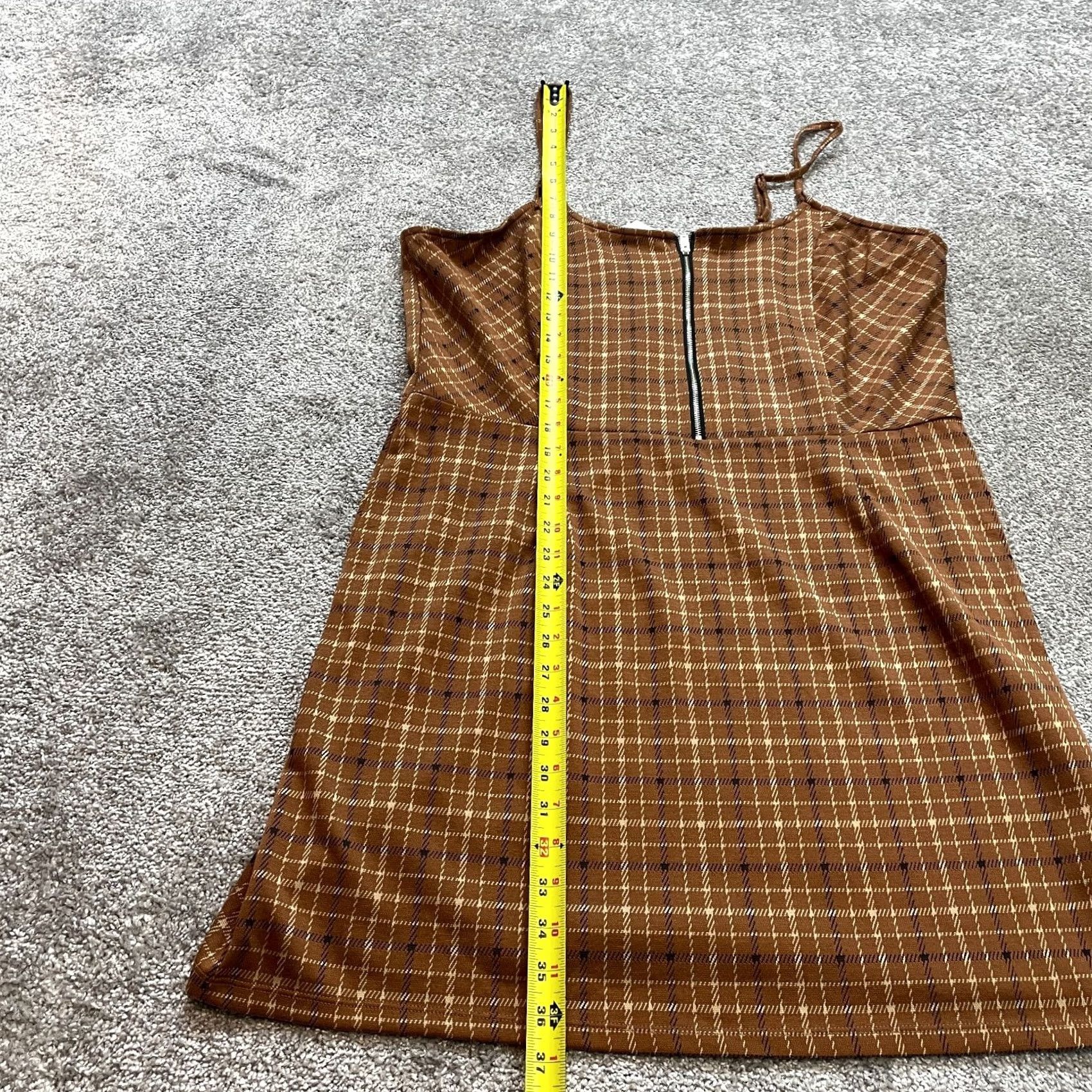 Vintage No Boundaries Midi Dress Women's Large Brown Plaid Tank - Size 3XL - Zip Up Size XXL / US 16-18 / IT 52-54 - 2 Thumbnail