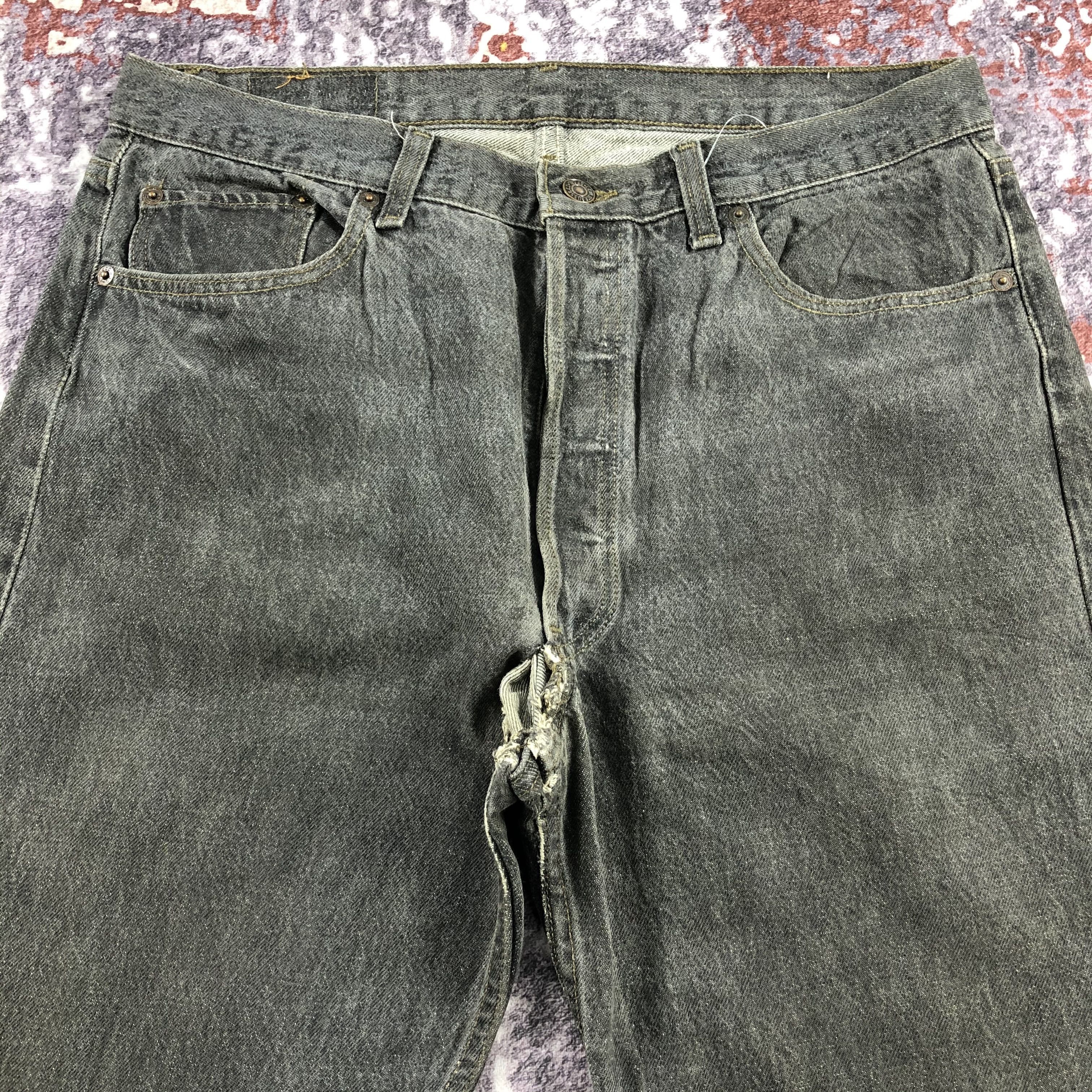 Levi's × Vintage Vintage 90s Faded Black Levis 501 Jeans-JM2375 Size US 35 - 3 Thumbnail