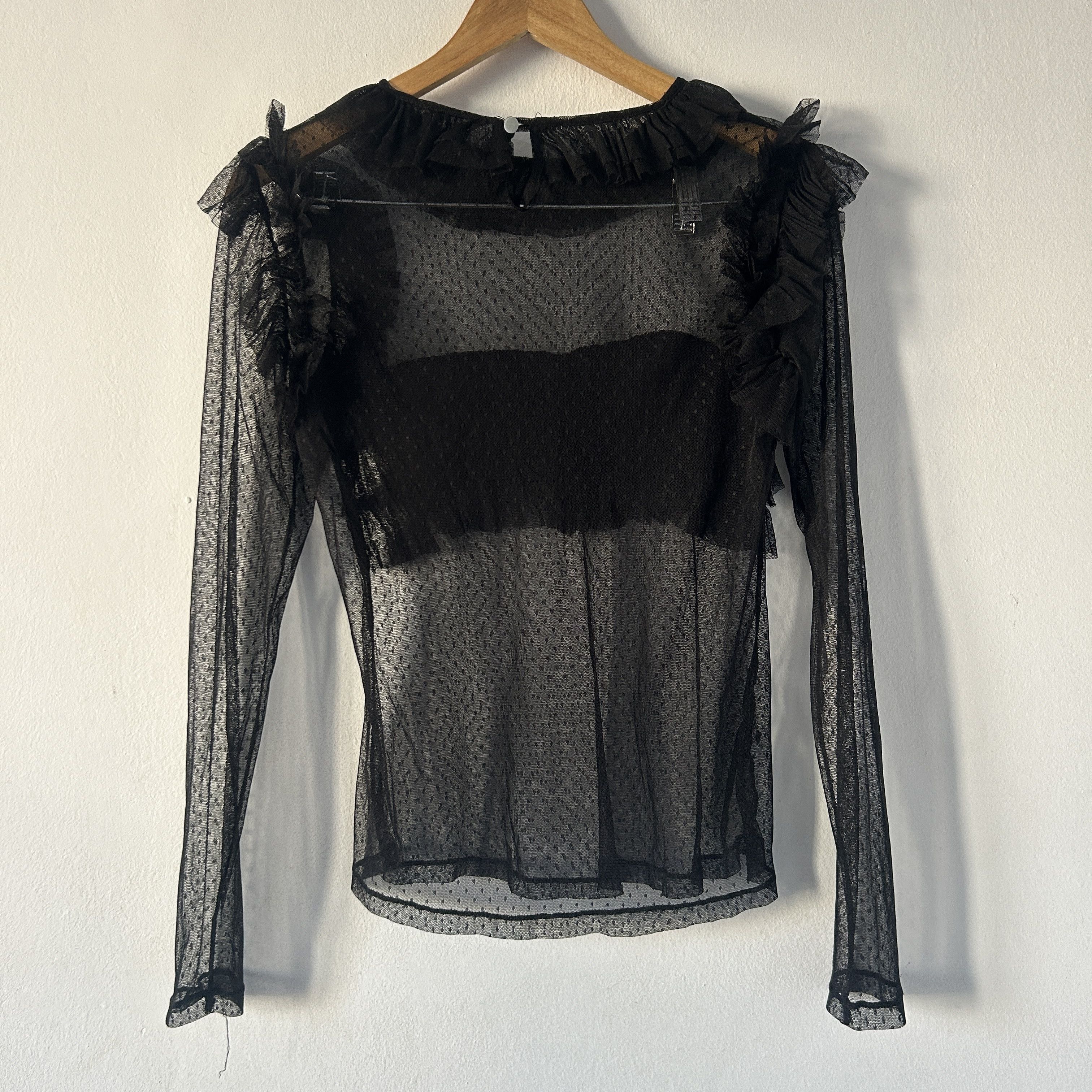 Vintage Vintage Sheer Black Ruffle Top Size M / US 6-8 / IT 42-44 - 8 Thumbnail