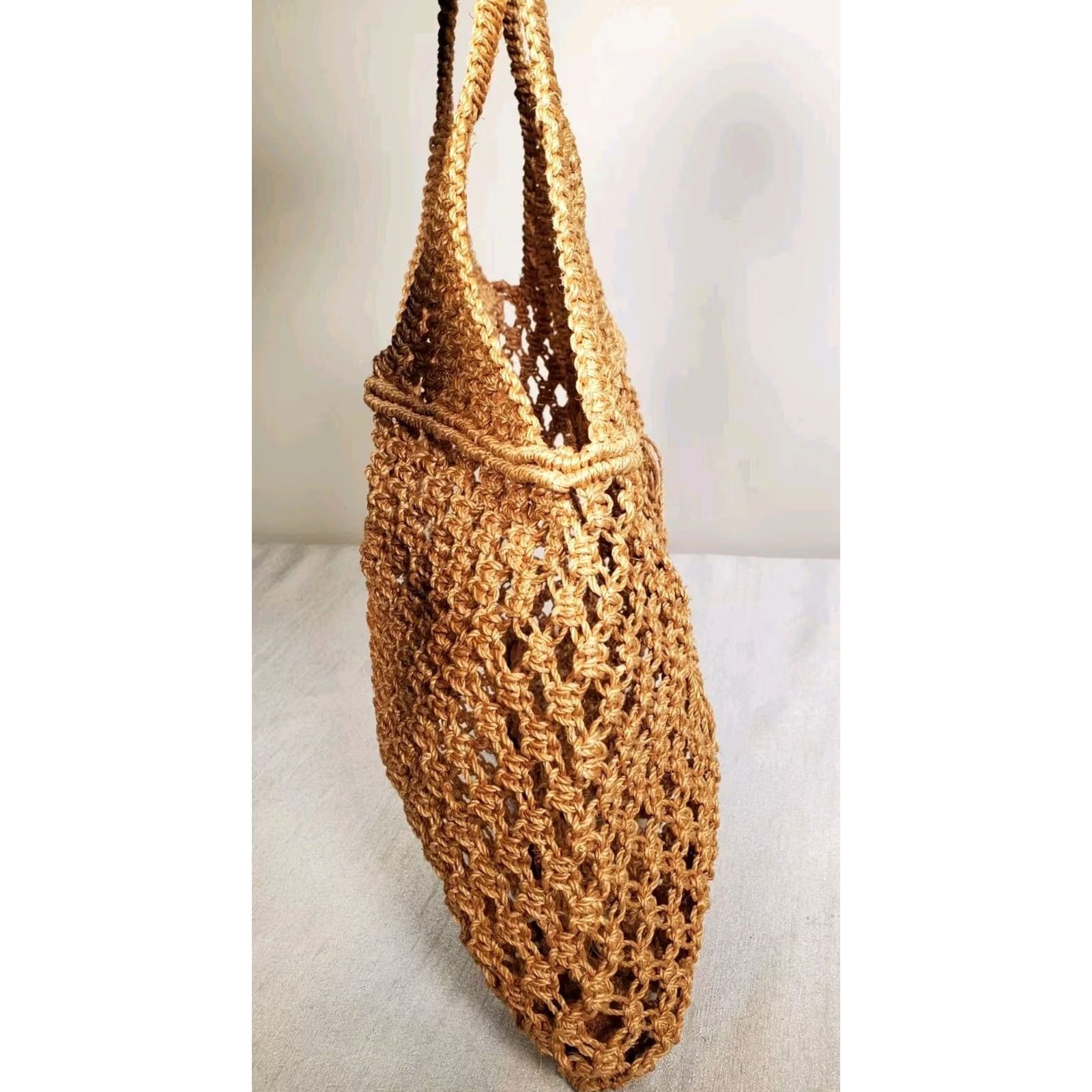 Vintage Isa Tapia Day Bikini Bag Natural Crochet Raffia Handmade India Women Medium Size ONE SIZE - 4 Thumbnail