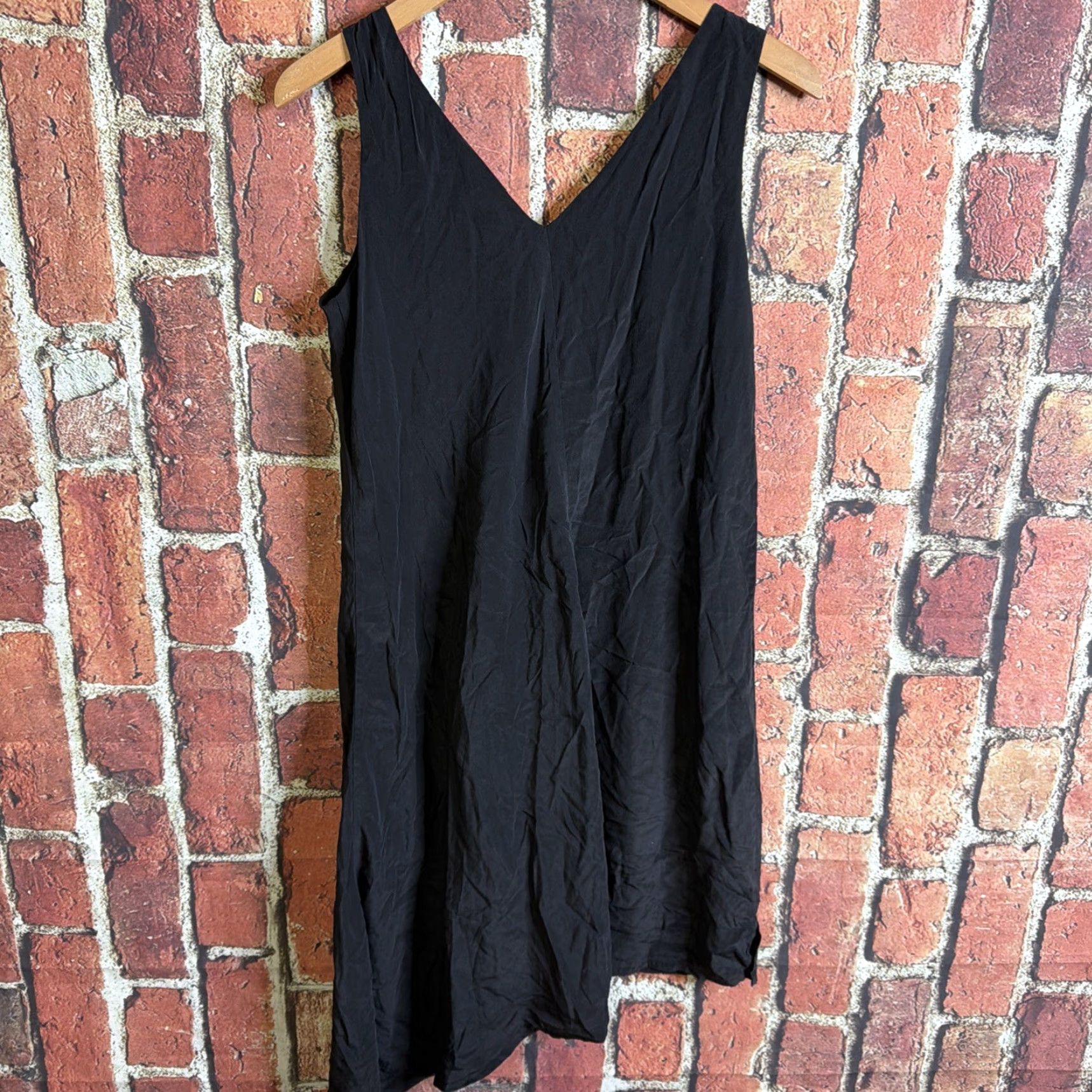 Vintage Ecru Silk Sleeveless Midi Dress | Women's S Black Flowing 100% Silk Midi Dress Womens S Black Size S / US 4 / IT 40 - 3 Thumbnail
