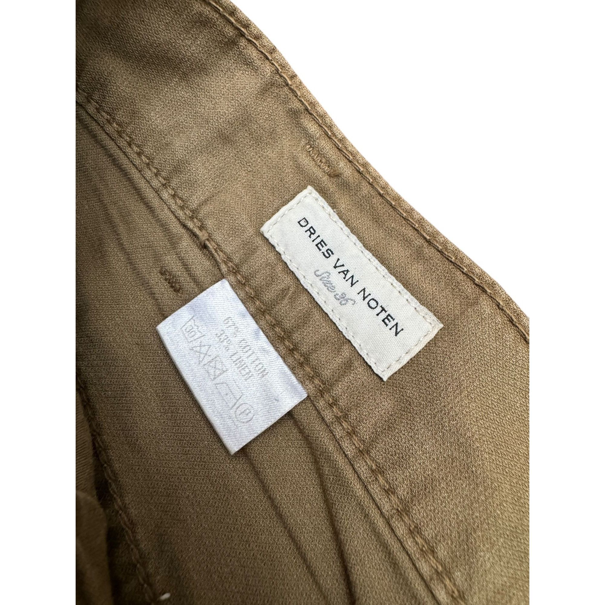 Dries Van Noten Kaki Cotton/Linen Wide Pants Size 26" / US 2 / IT 38 - 5 Thumbnail