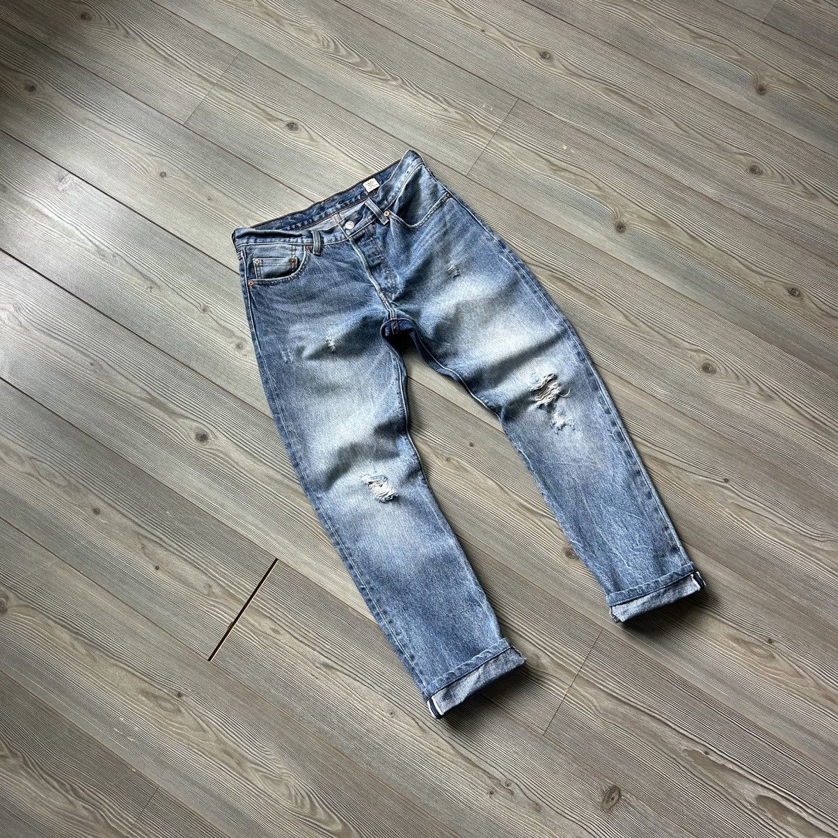 Levi's Levi’s 501 Selvedge Distressed Denim Jeans Size 27" / US 4 / IT 40 - 2 Thumbnail